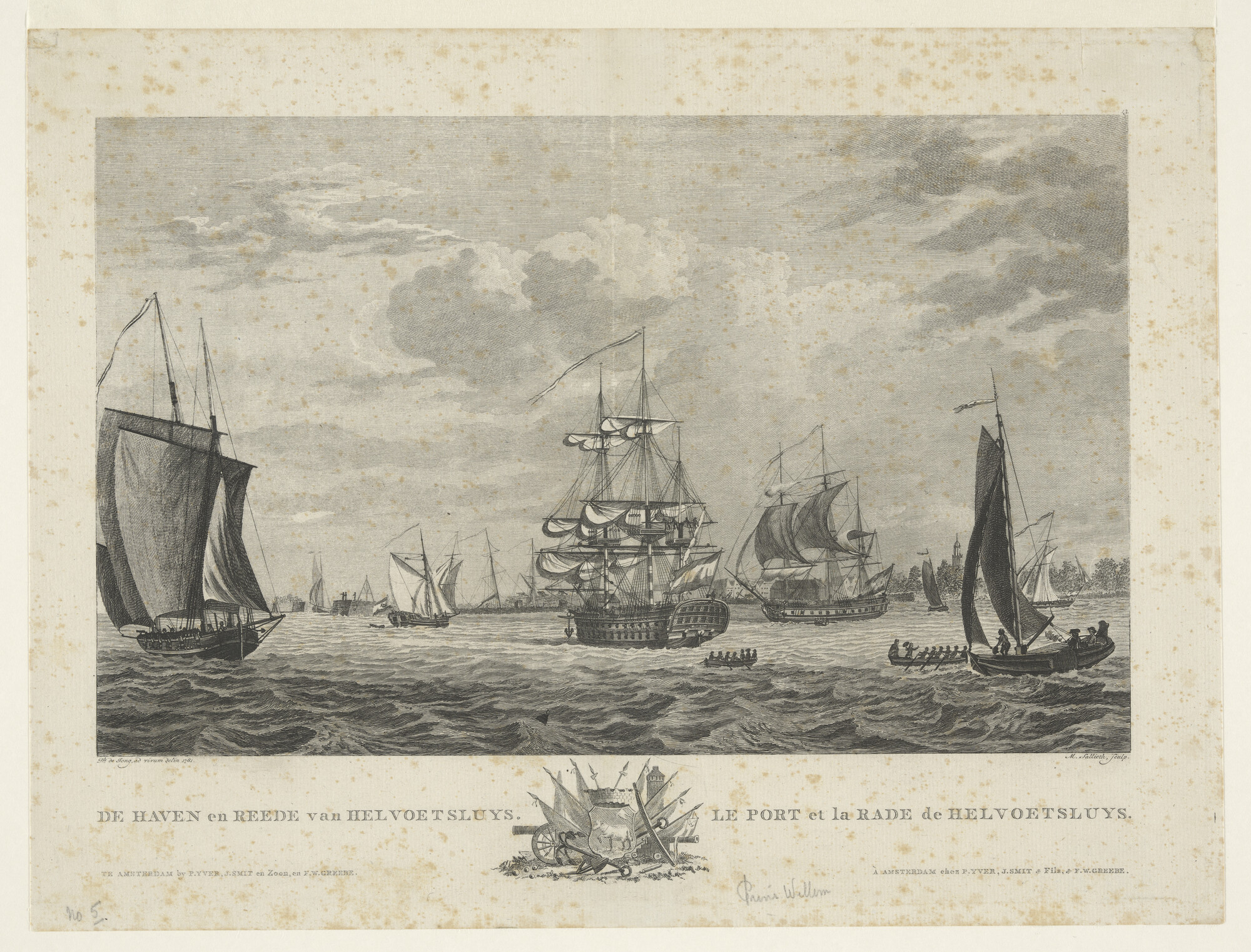 A.0149(0723); De haven en rede van hellevoetssluis; prent