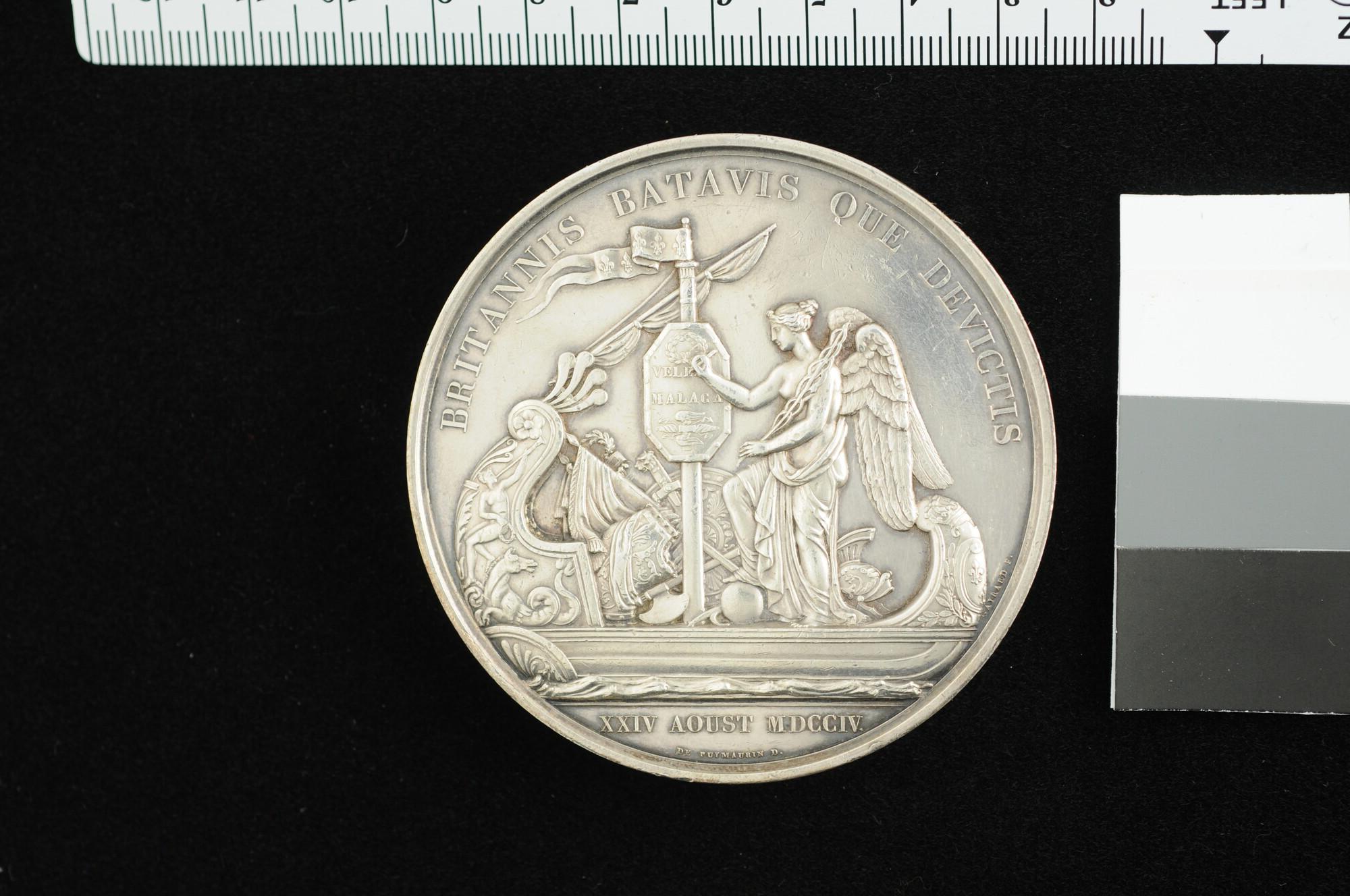 A.0331(05); Franse penning op de zeeslag bij Malaga, 1704; penning