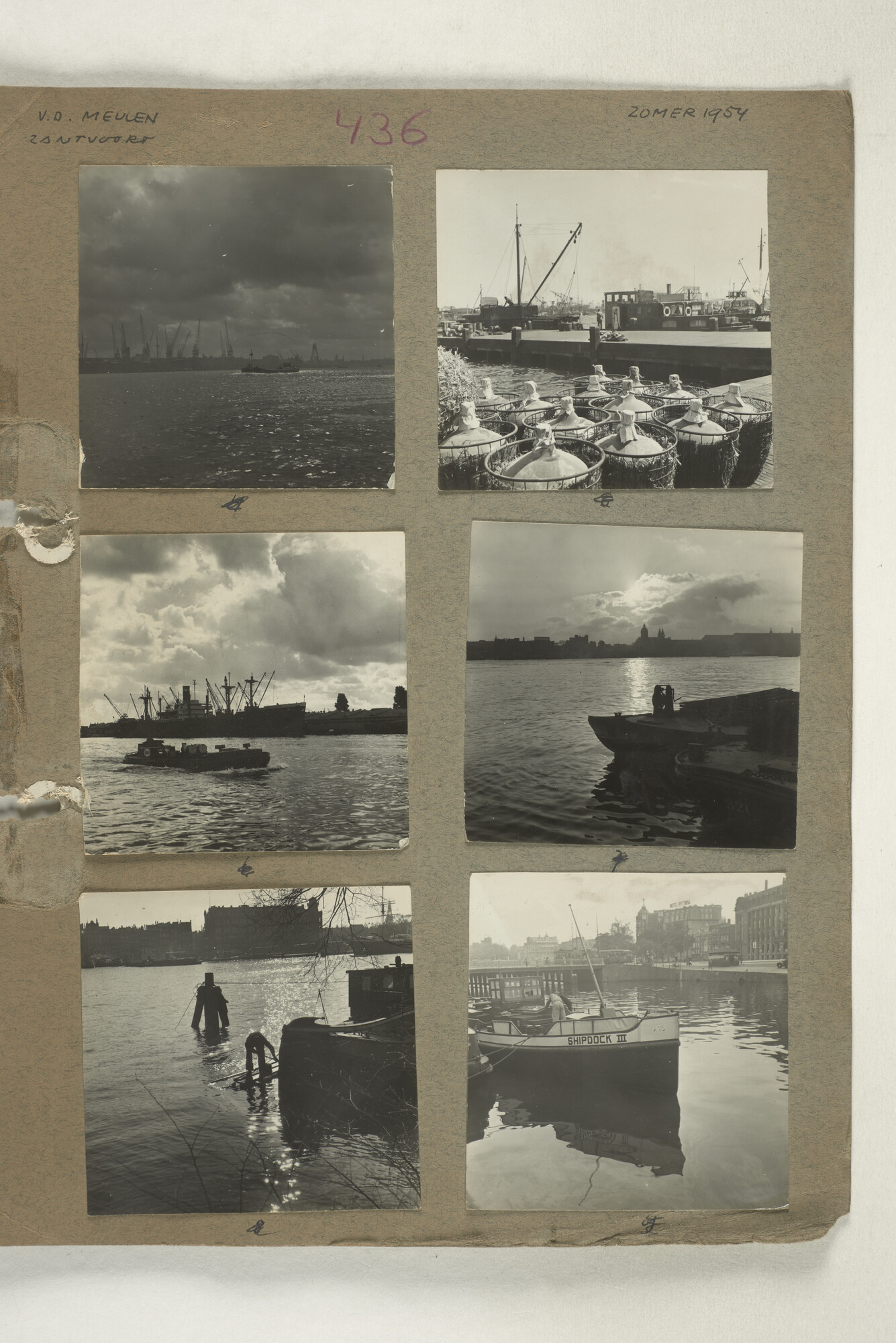 1998.2182; Omslag (voorheen ordner) met een grote hoeveelheid proef foto's van de haven en de stad van Amsterdam; omslag