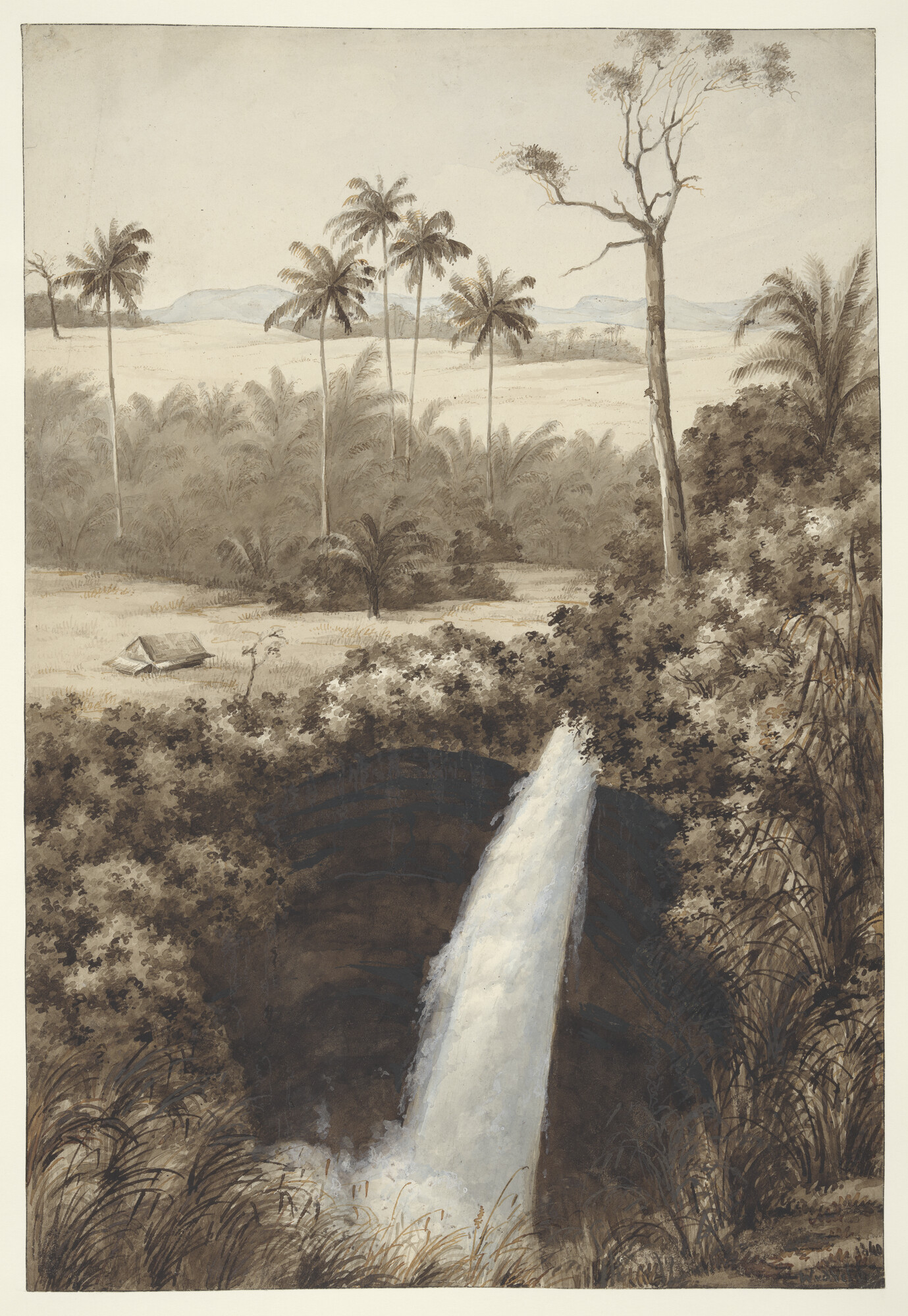 S.2931(03)20; Grote waterval nabij Tondano op Celebes; tekening