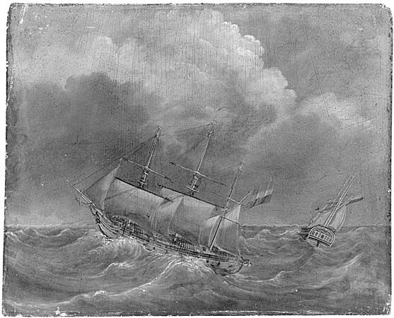 A.0728(02); Het fregatschip Afrikaan; schilderij