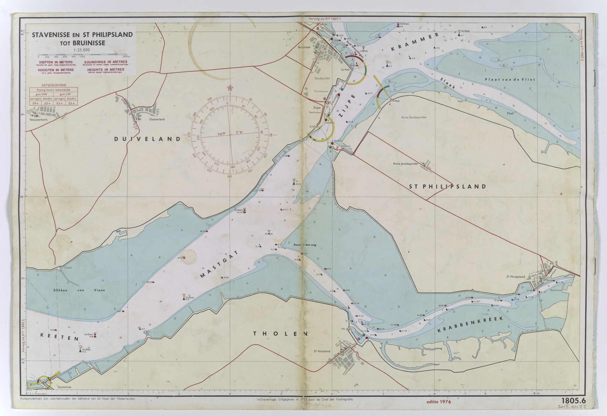 2015.4477; Kaart voor zeil- en motorjachten: Oosterschelde en Veerse Meer; kaart