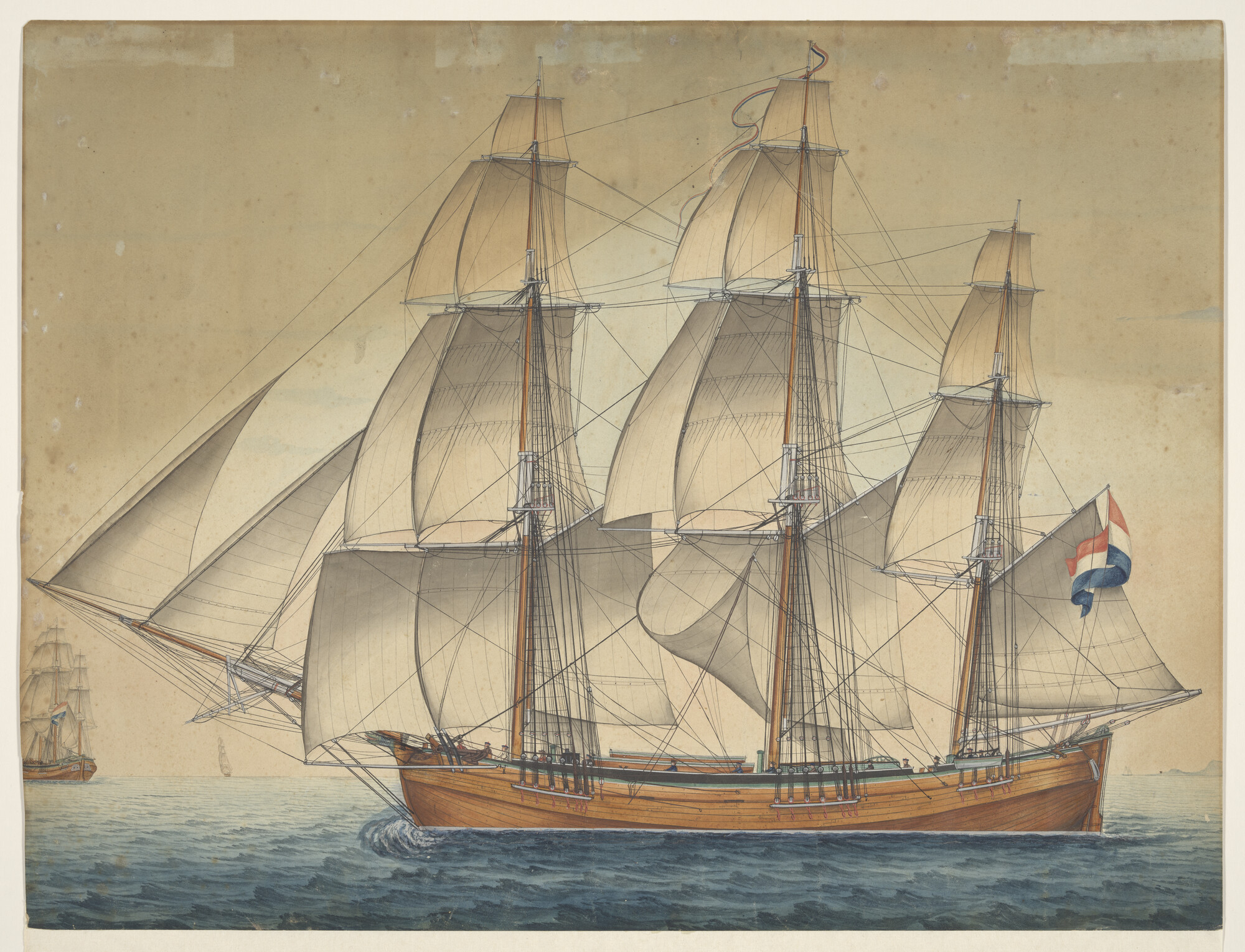 A.0149(0433); Een driemasthoeker; tekening