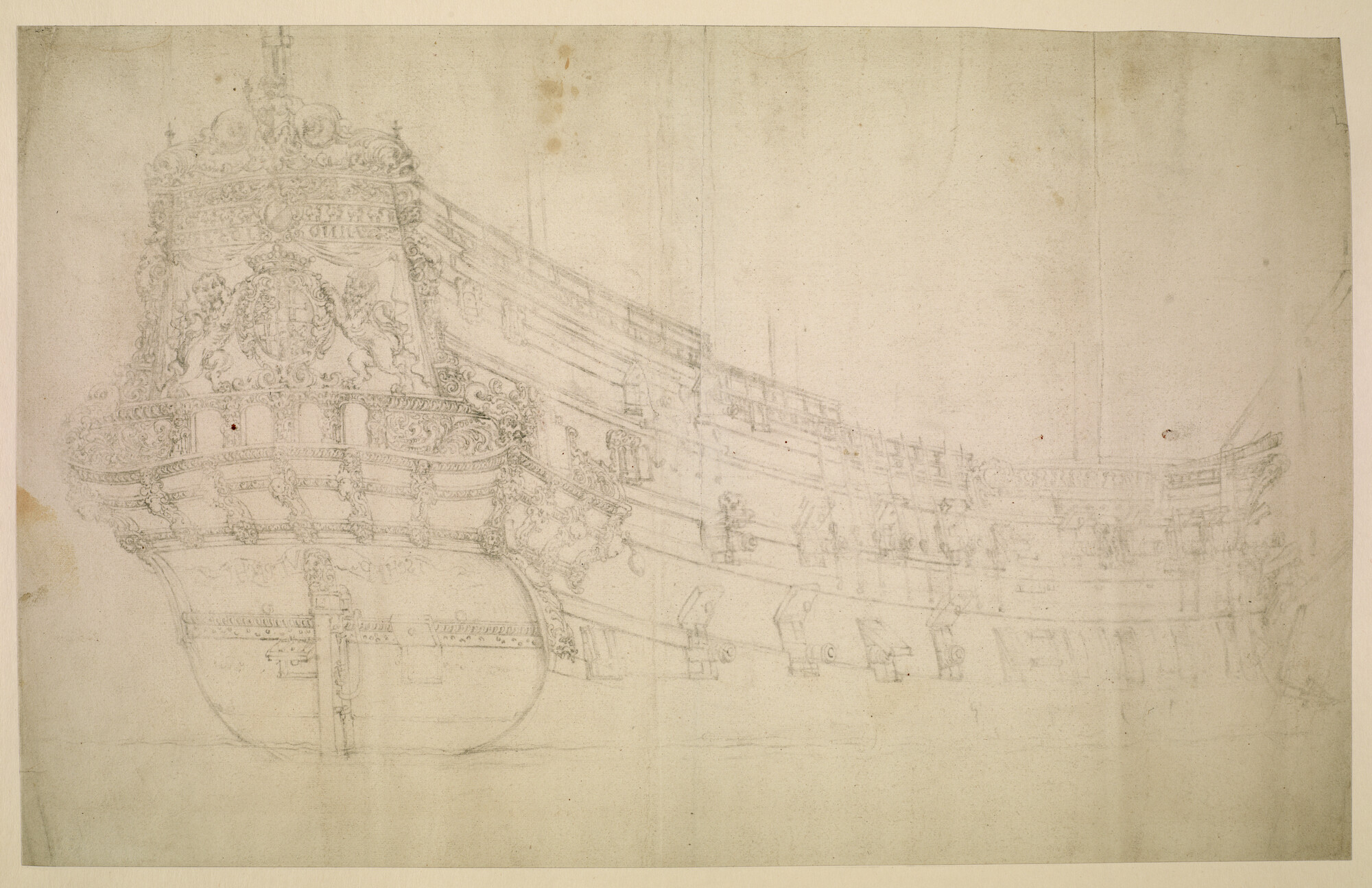 A.2477(04); Het oorlogsschip Utrecht; tekening