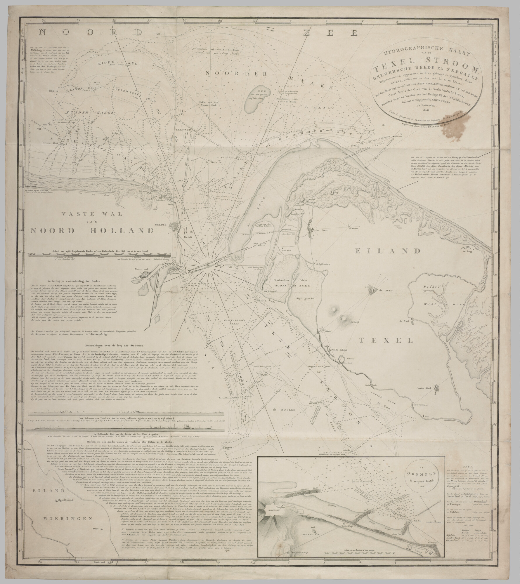 S.3496(26); Kaart van de zeegaten van de Texelstroom & rede Den Helder door J.C. Rijk; zeekaart