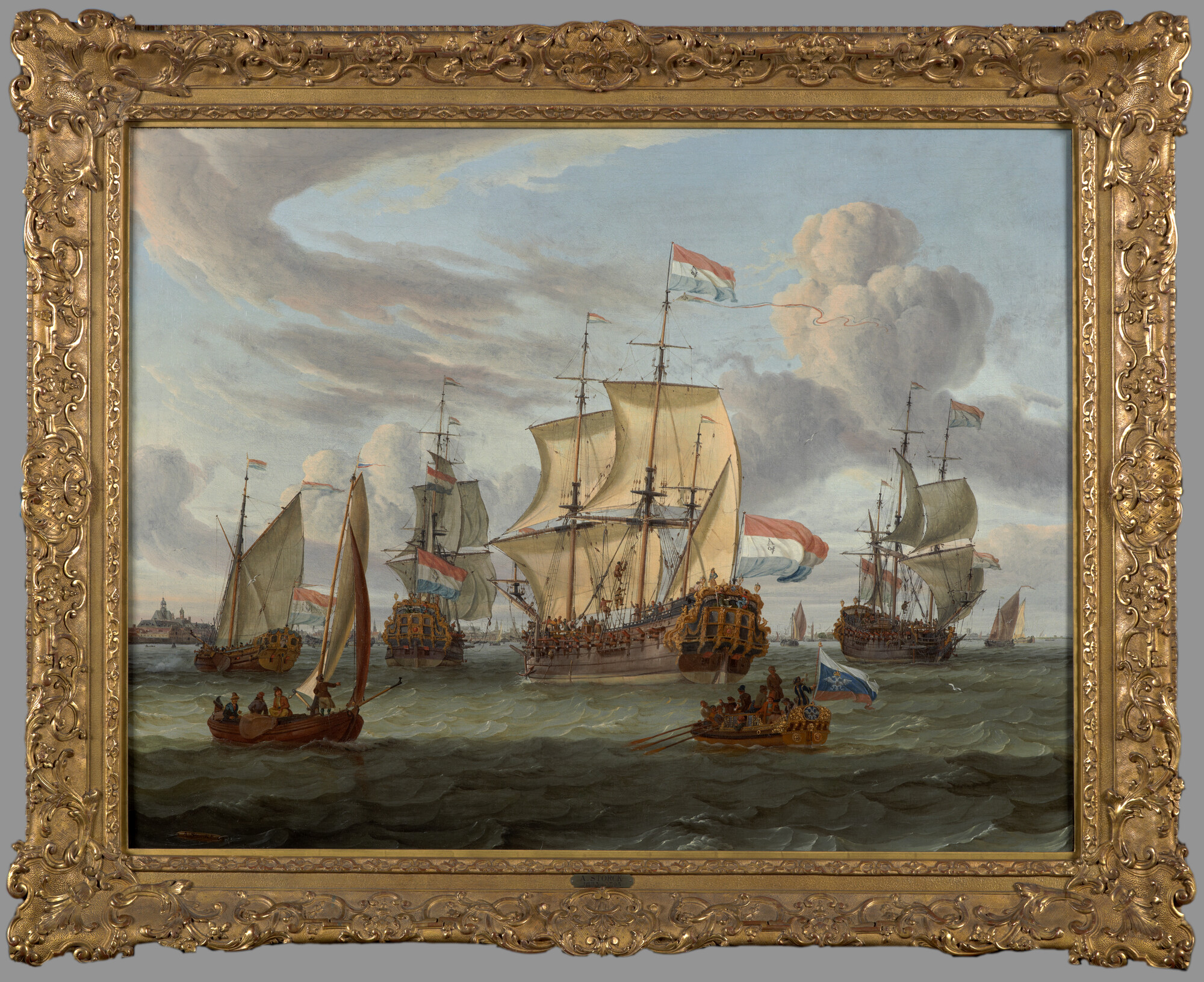 S.1562; Het retourschip Pieter en Paul van de Amsterdamse Kamer van de VOC op het IJ; schilderij