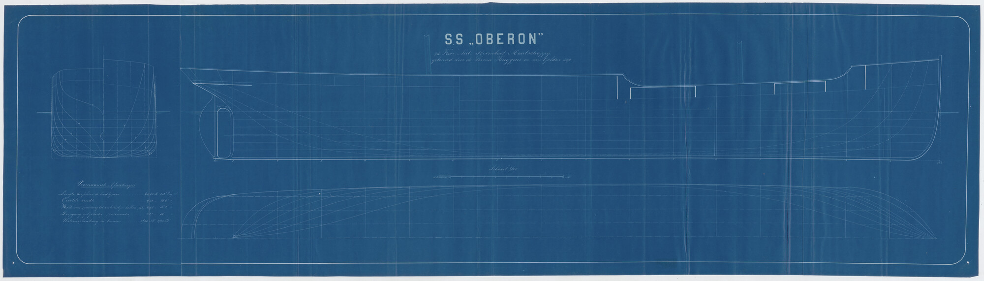 S.0687(02)200; Lijnenplan van schroefstoomschip 'Oberon'; technische tekening