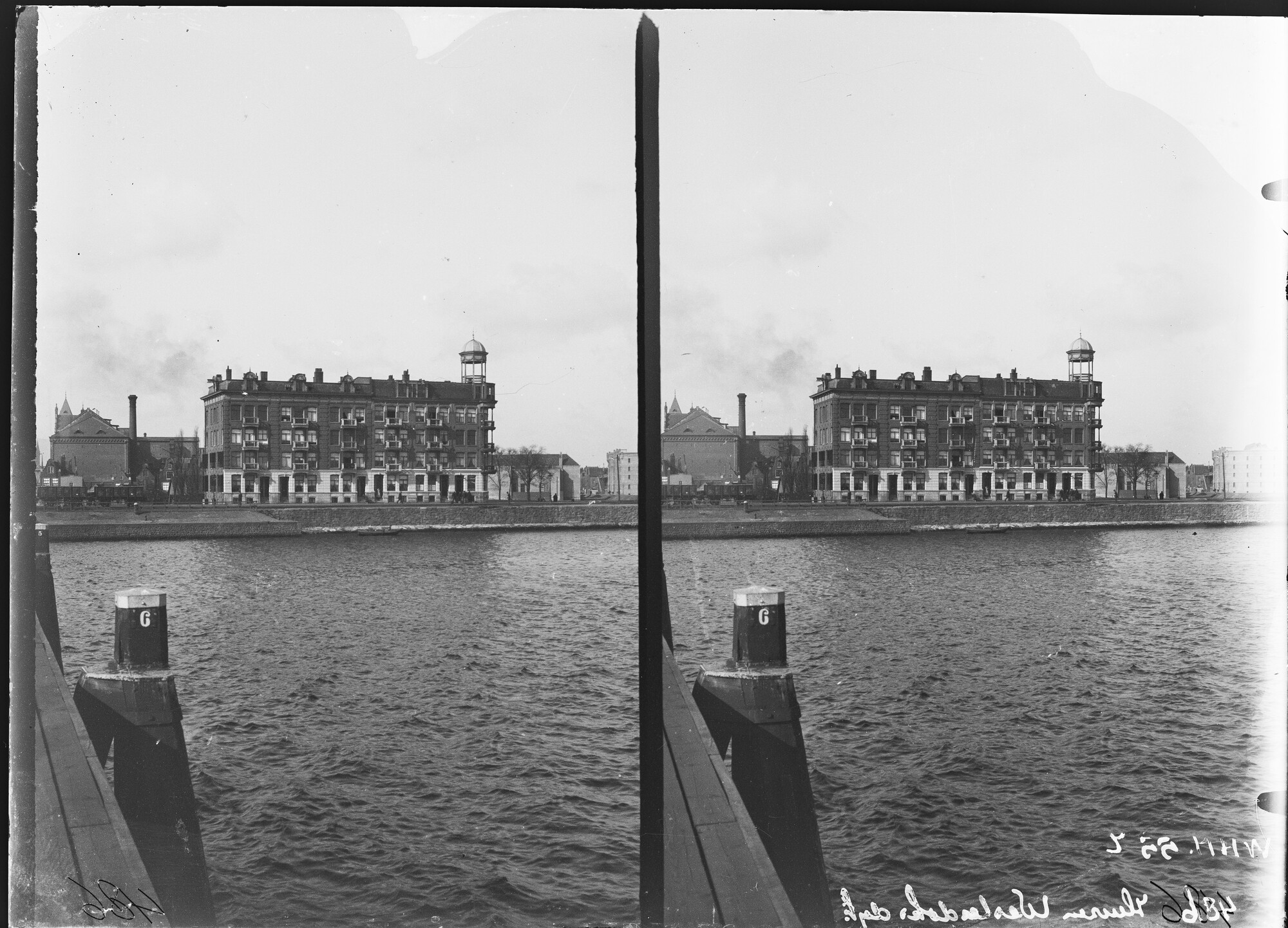 S.1156(06)121b-3; Stereonegatief de huizen aan de Westerdoksdijk te Amsterdam; negatief
