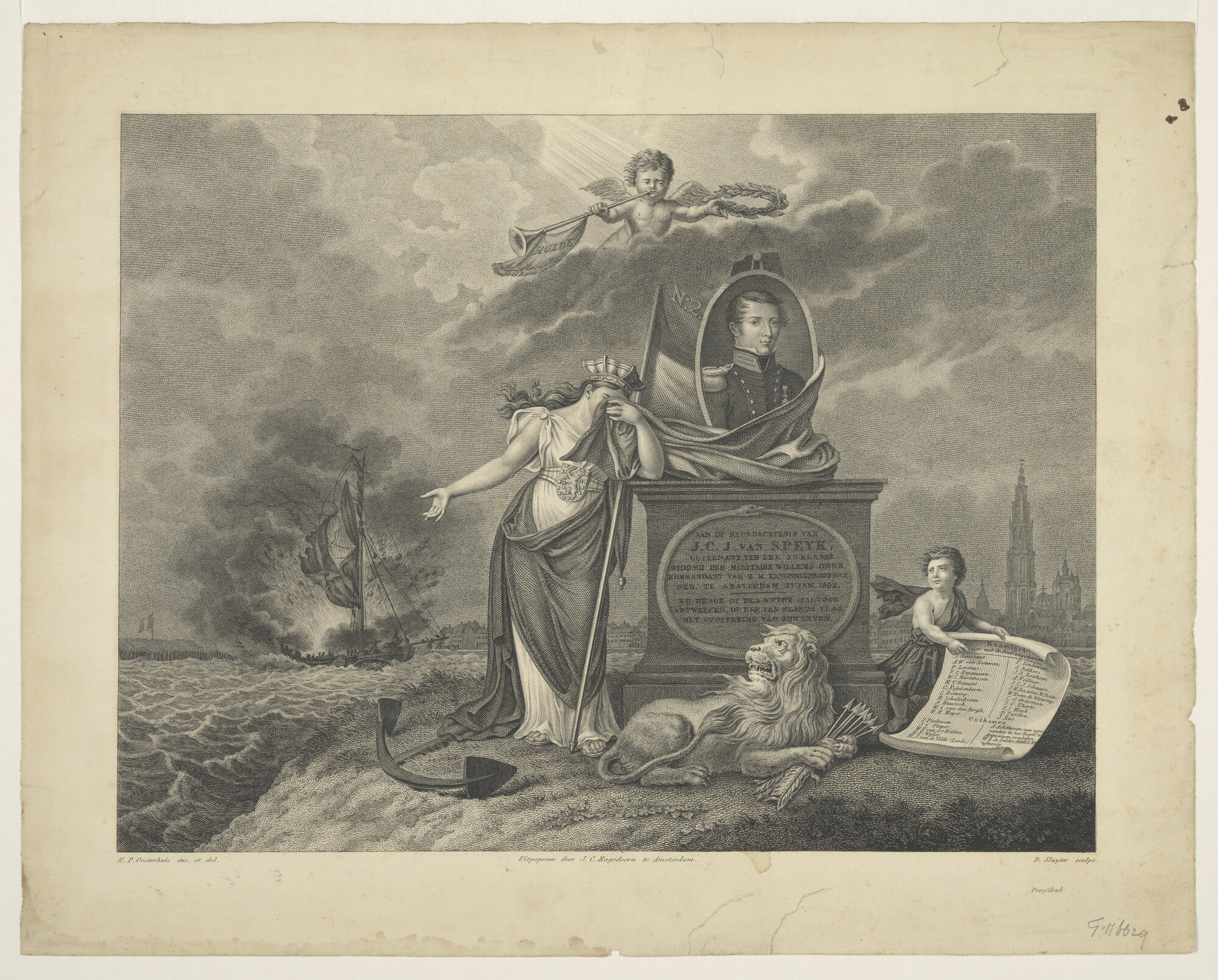 A.0964(01)48; Zinneprent op Van Speyk; prent