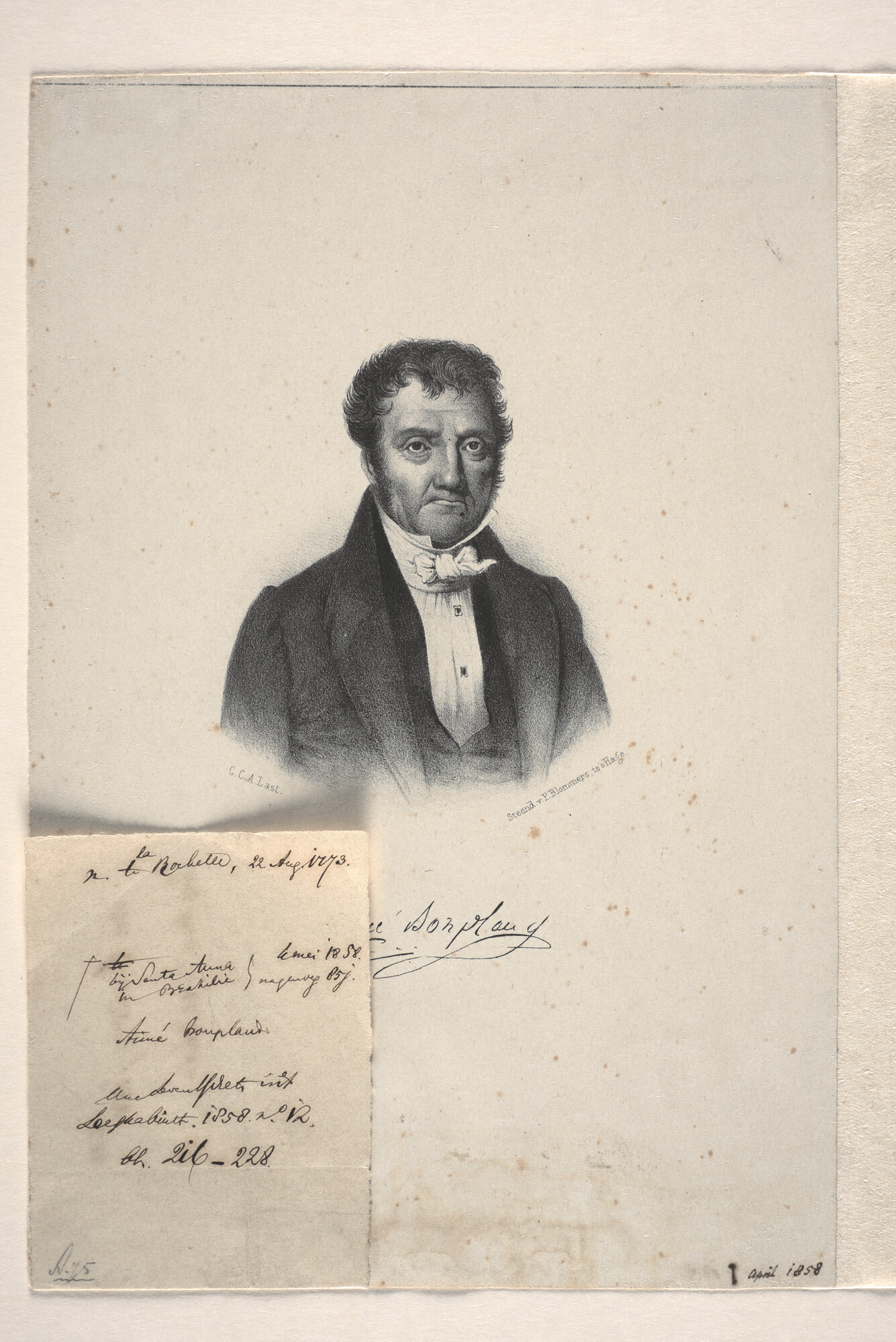 A.0075(131); Portret van botanicus Aimé Bonpland; prent