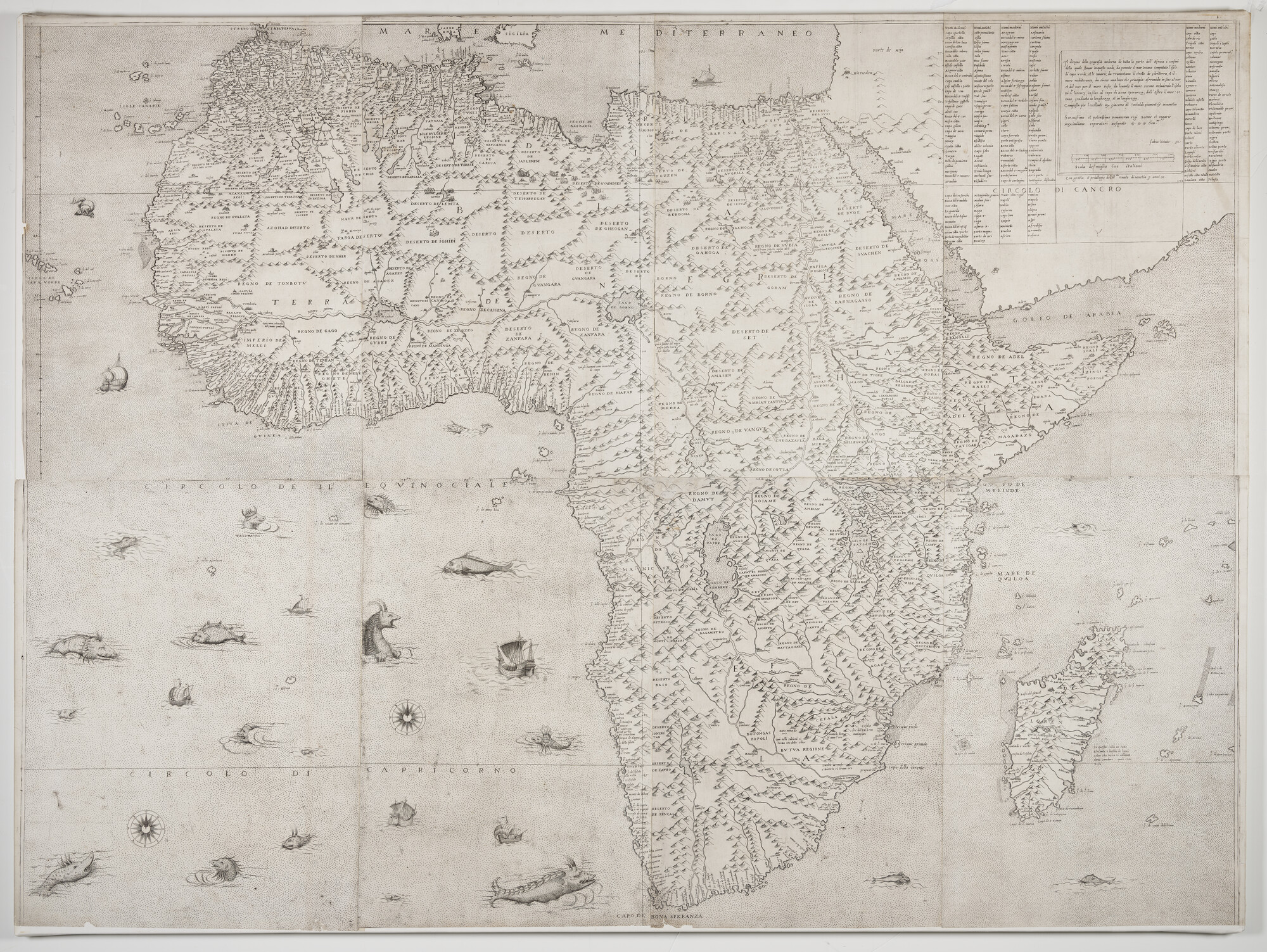 A.0145(125); Wandkaart uit 1564 van Afrika door Giacomo Gastaldi; wandkaart