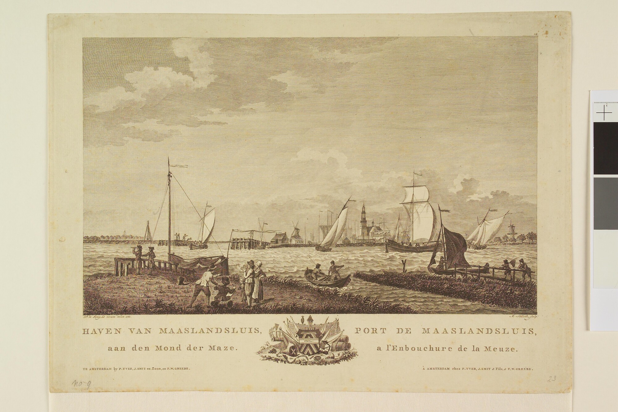 A.0149(0718); De haven van Maaslandsluis aan de monding van de Maas; prent