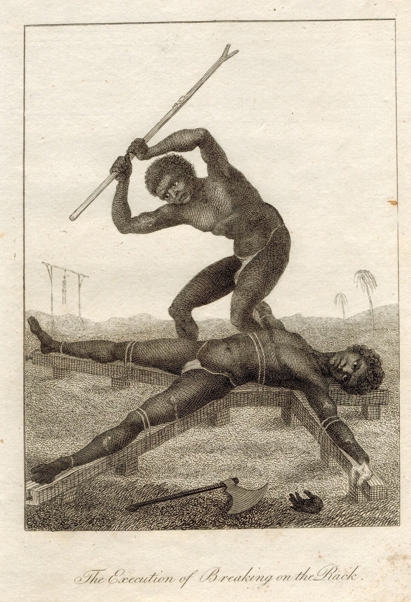 2001.1193; The execution of Breaking on the Rack; prent