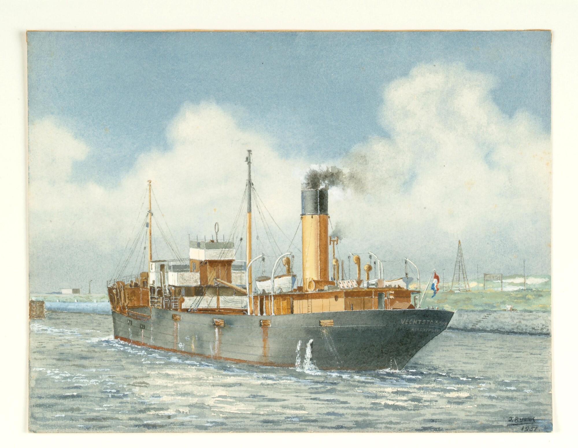 2003.0085; Het ss. "Vechtstroom" van de HSM op het Noordzeekanaal; tekening