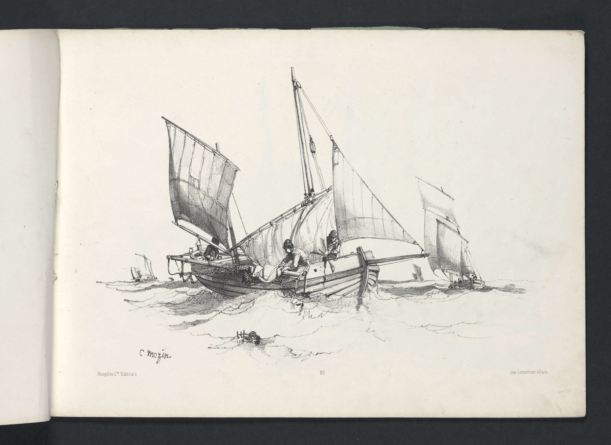 2023.0407; Prentenboek met scenes rond diverse vissersschepen en sloepen; prentenboek