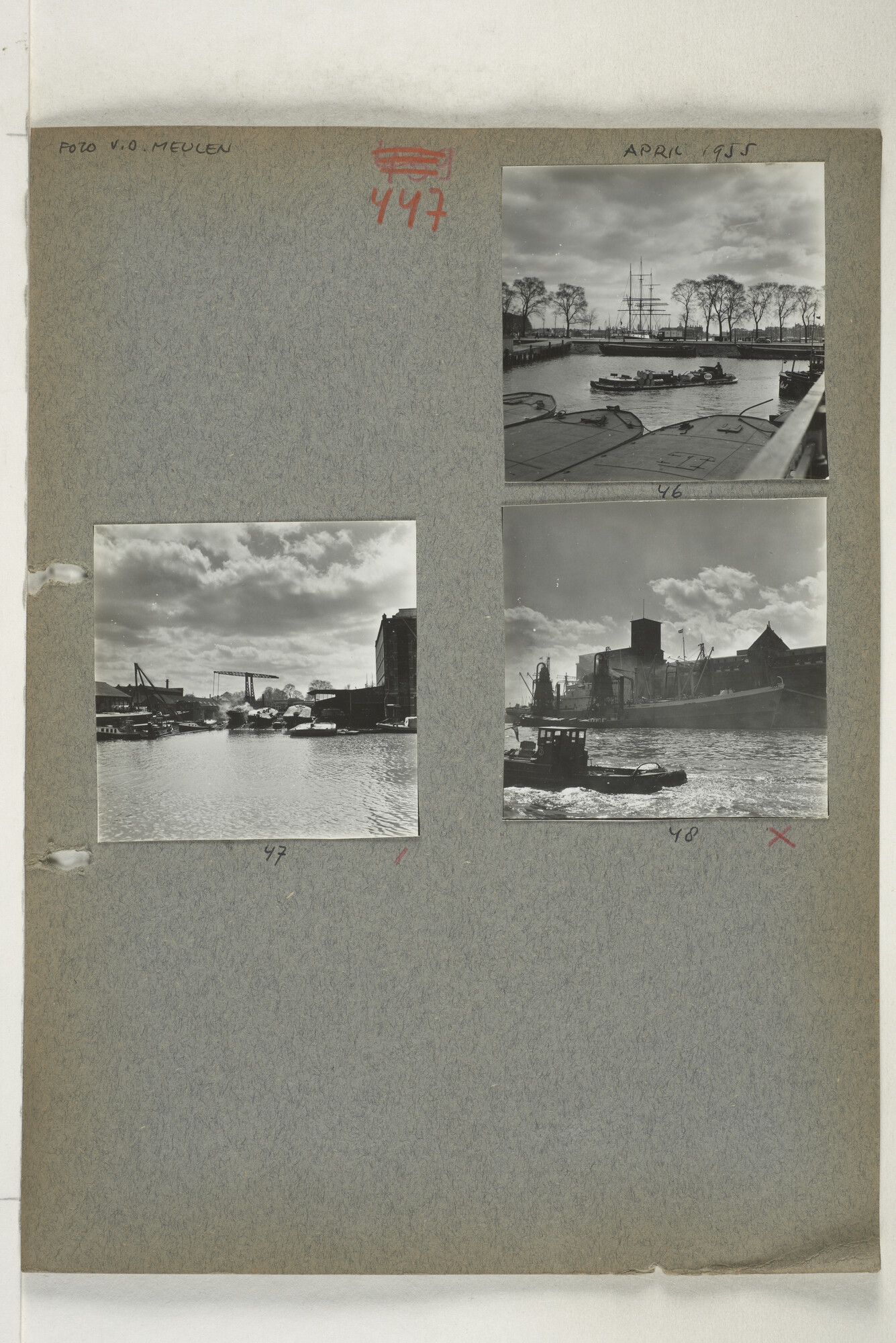 1998.2183; Omslag (voorheen ordner) met een grote hoeveelheid proef foto's van de haven en de stad van Amsterdam; omslag