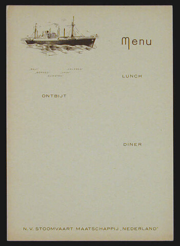 1994.4610; Blanco menukaart, lichtgrijs, van de SMN; menukaart