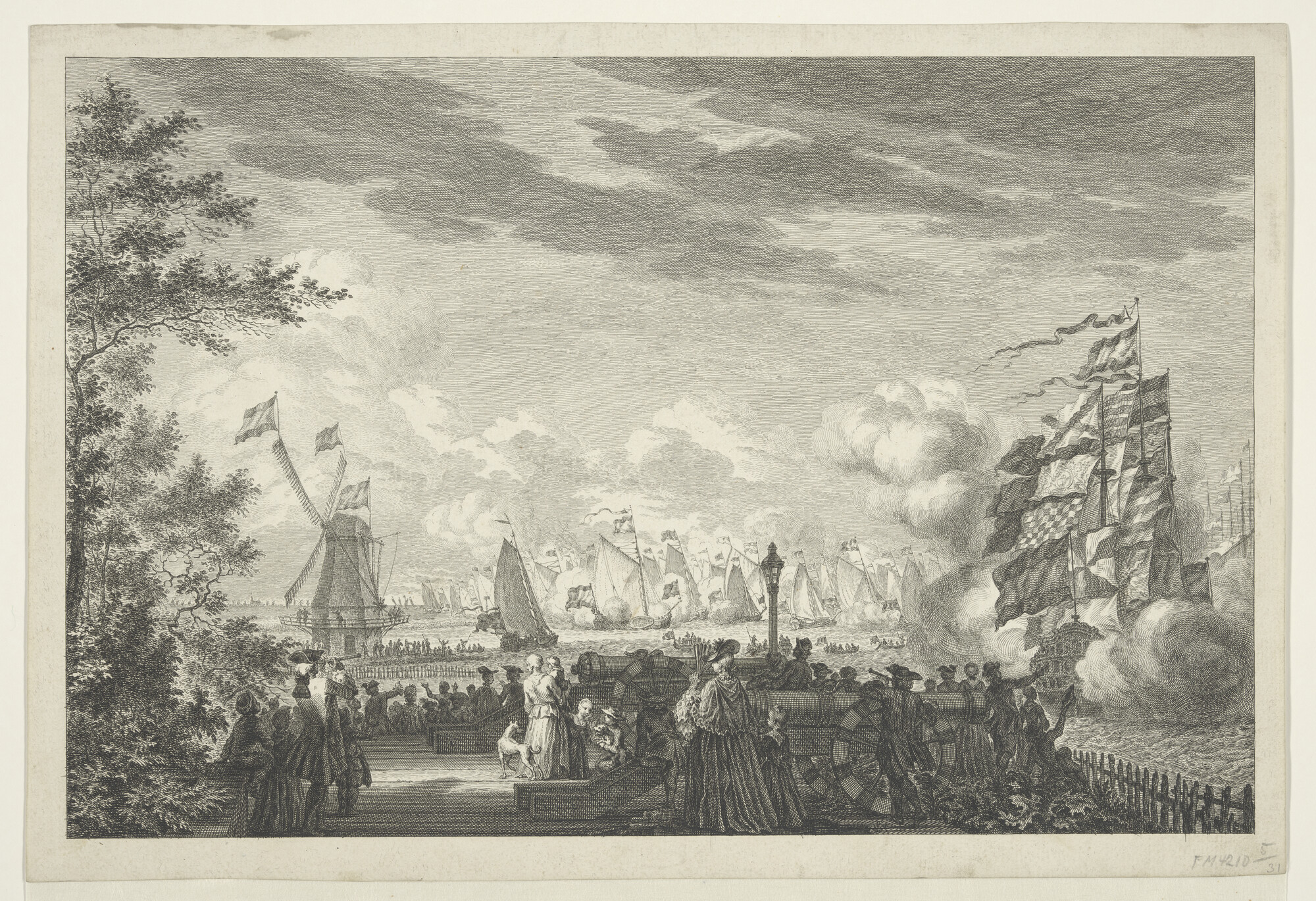 A.3002(08); Verblijf van Willem V en gemalin te Amsterdam : Zeiltochtje op het IJ en naar; prent