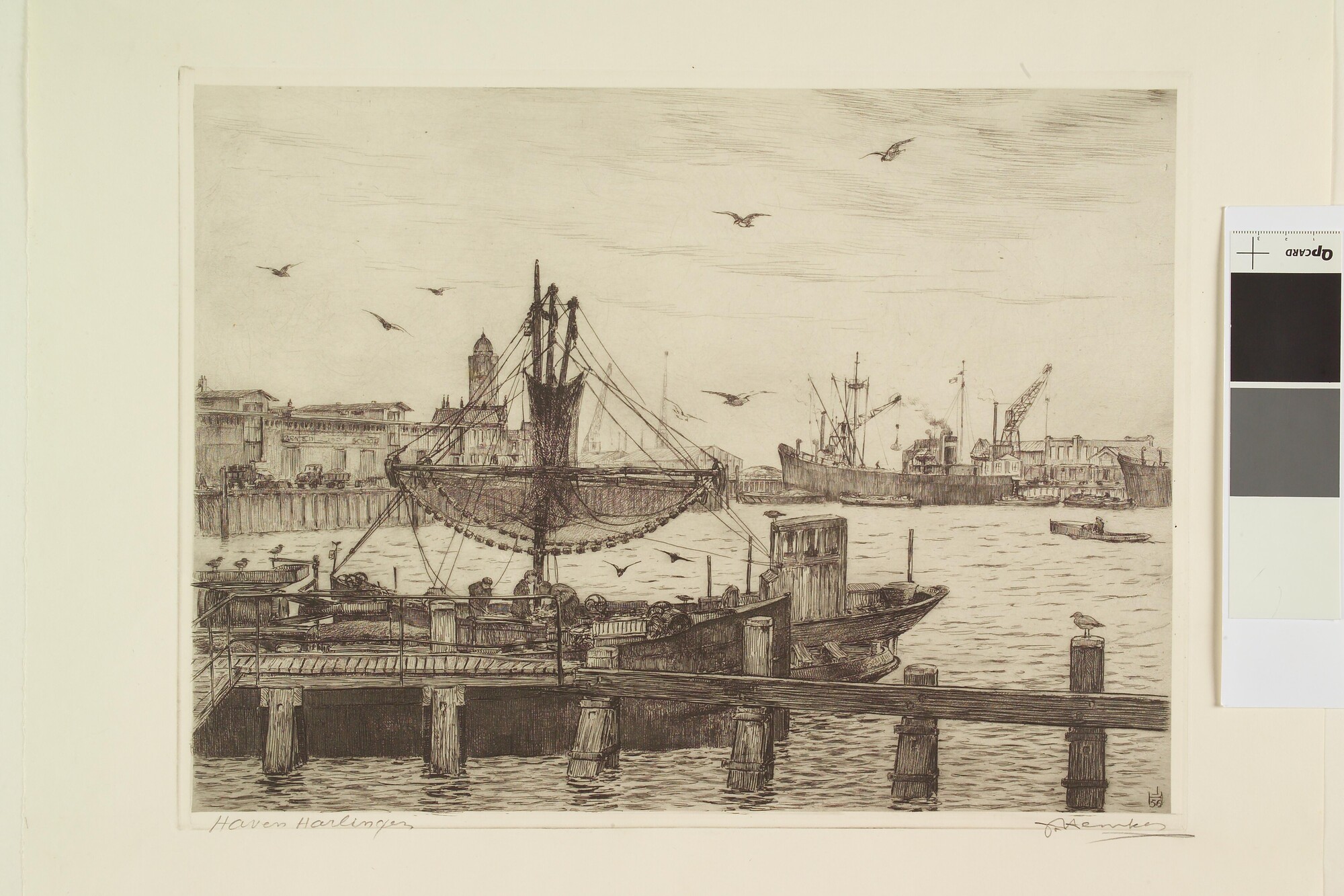 A.5685(05); De haven van Harlingen, 1956; prent
