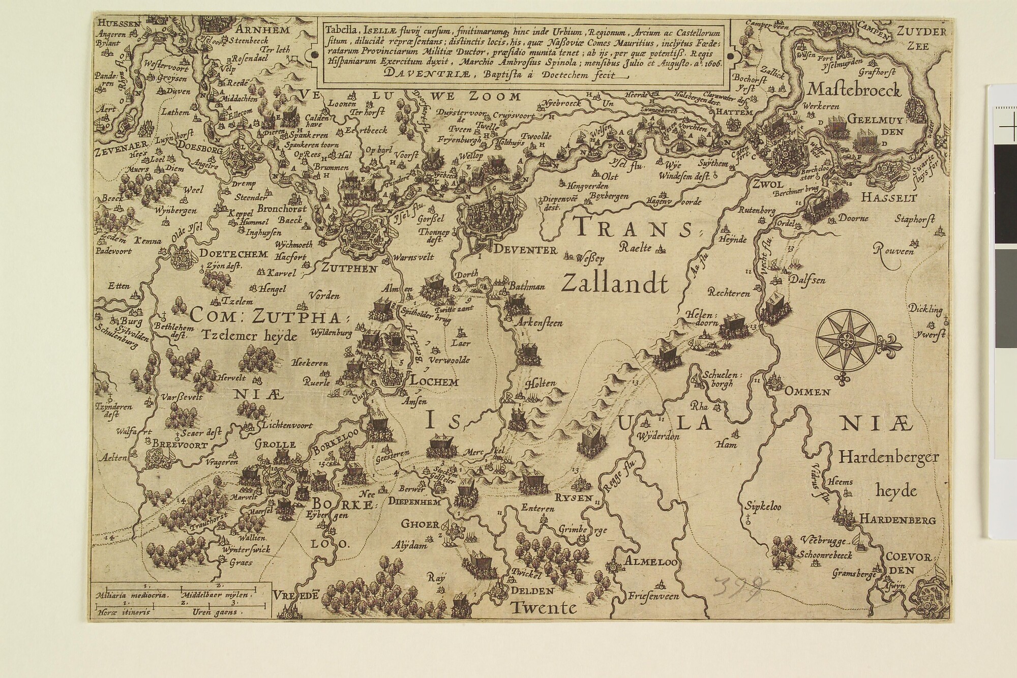 A.0145(027)416; Kaart van de veldtocht der Spaanse en Nederlandse legers in Gelderland en Overijssel; prent