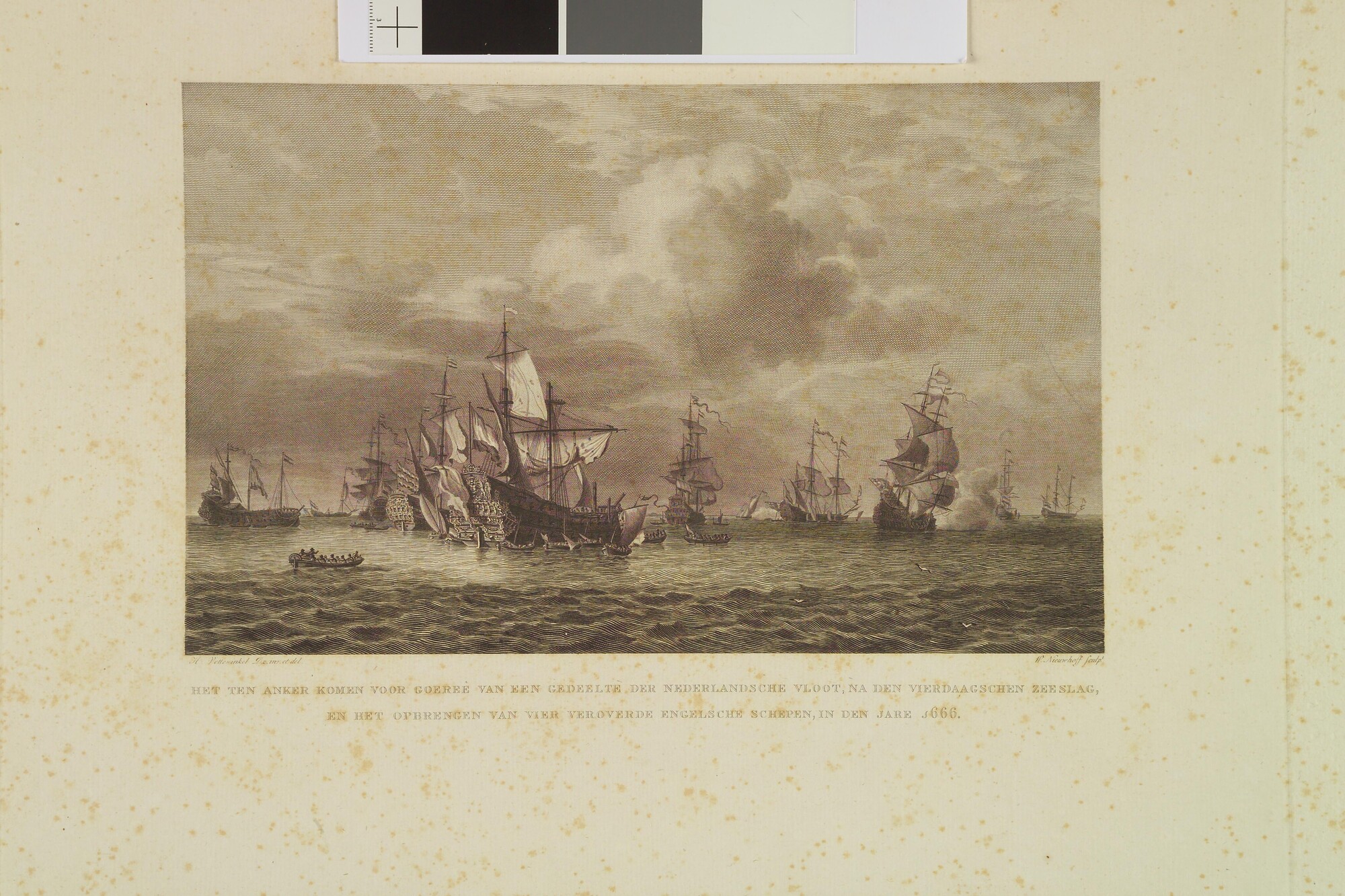 A.1367(05)42; Een gedeelte van de Nederlandse vloot komt ten anker voor Goeree na de; prent