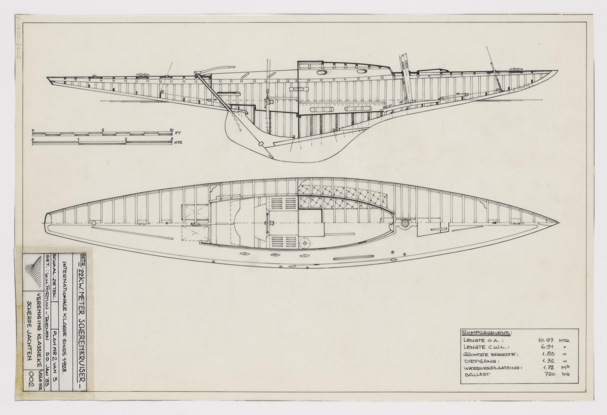 2023.0274-2; Technische tekening van een 22 m2 klasse scherenkruiser; technische tekening