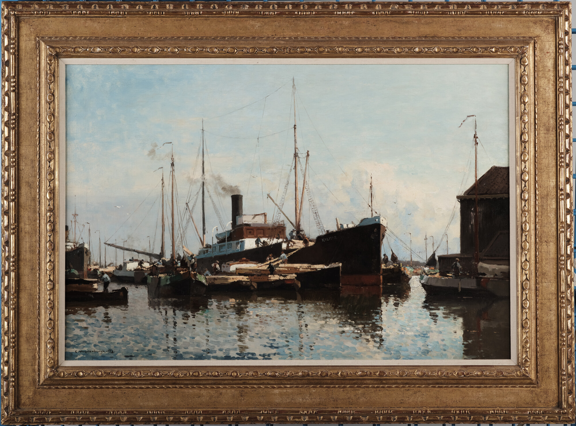 2020.0406; Het ss. Kalmar in de Houthaven van Amsterdam; schilderij