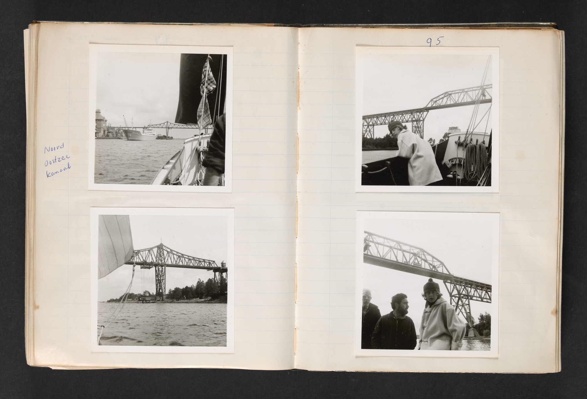 2017.0802; Logboek c.q. fotoalbum van reizen met zeeschouw Grutto (II) in Nederland, Duitsland en Denemarken, 1973-1974; logboek