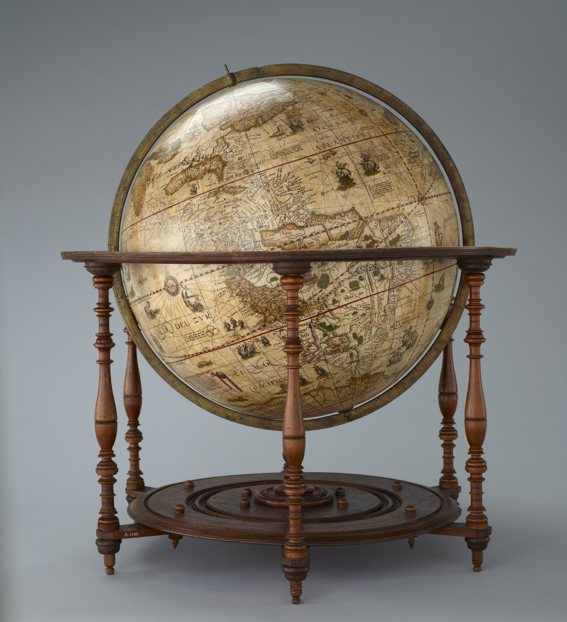 A.1140; Aardglobe van 52,5 cm doorsnede door Jacob Floris van Langren, 1589; globe