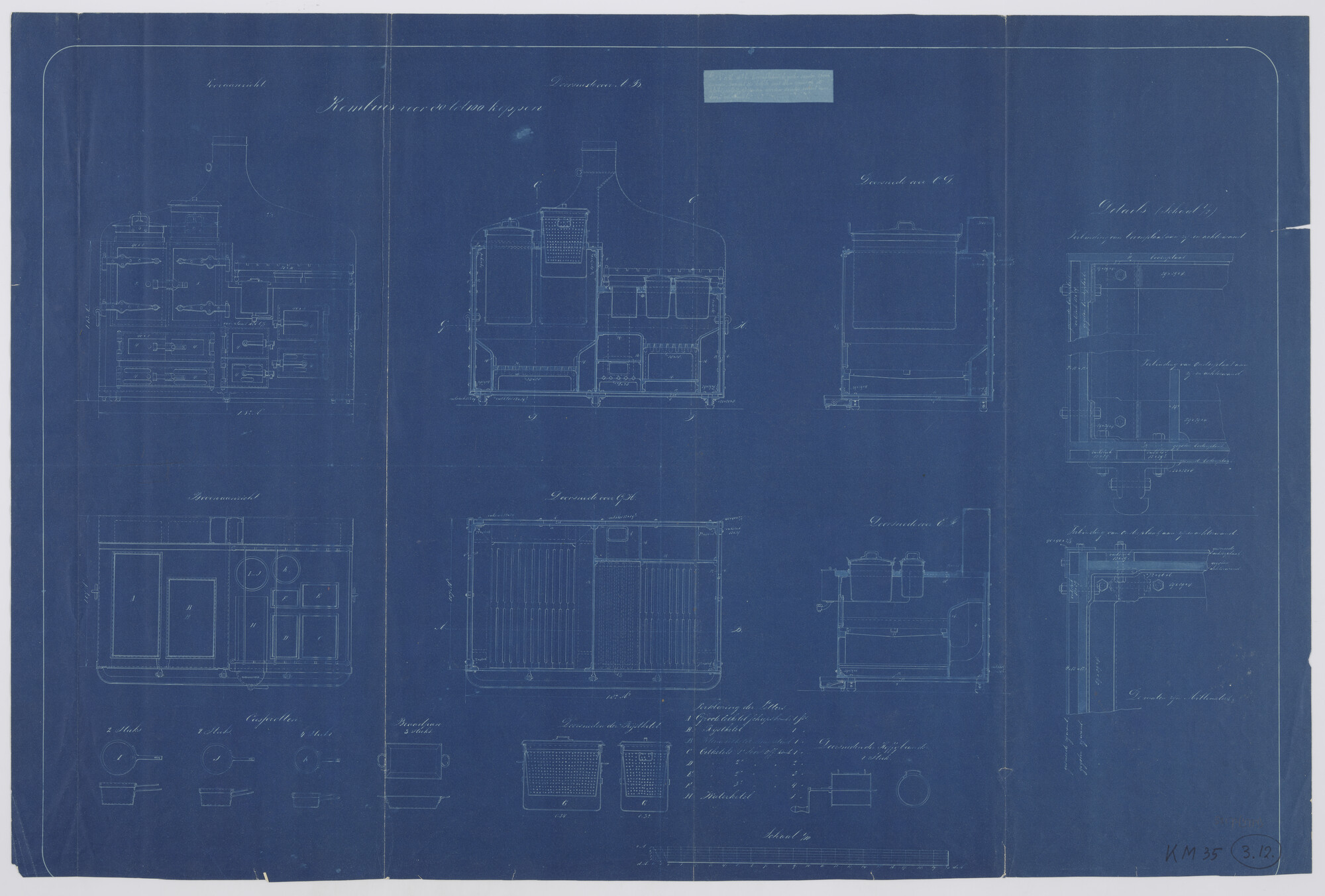 S.2175(4774); Kombuis voor een bemanning van 80 tot 100 koppen; technische tekening