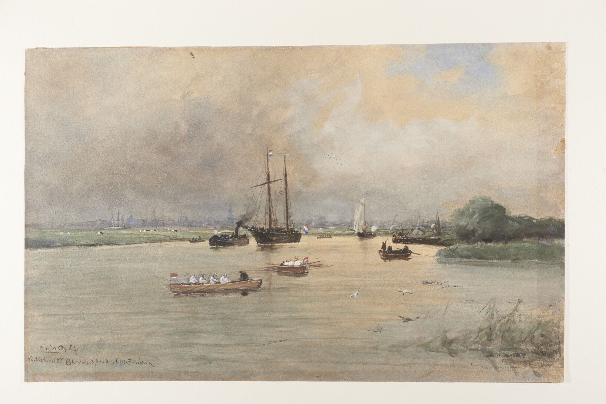S.0394(01); Het vertrek van de 'Willem Barents' naar Nova Zembla,1880; tekening