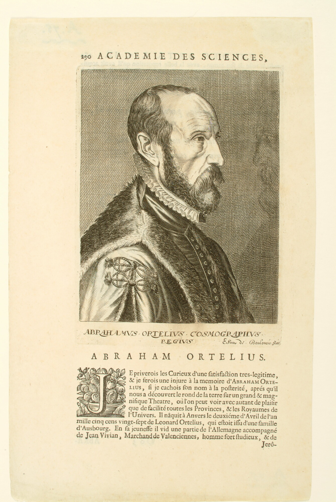 A.0075(115); Portret van Abraham Ortelius; prent