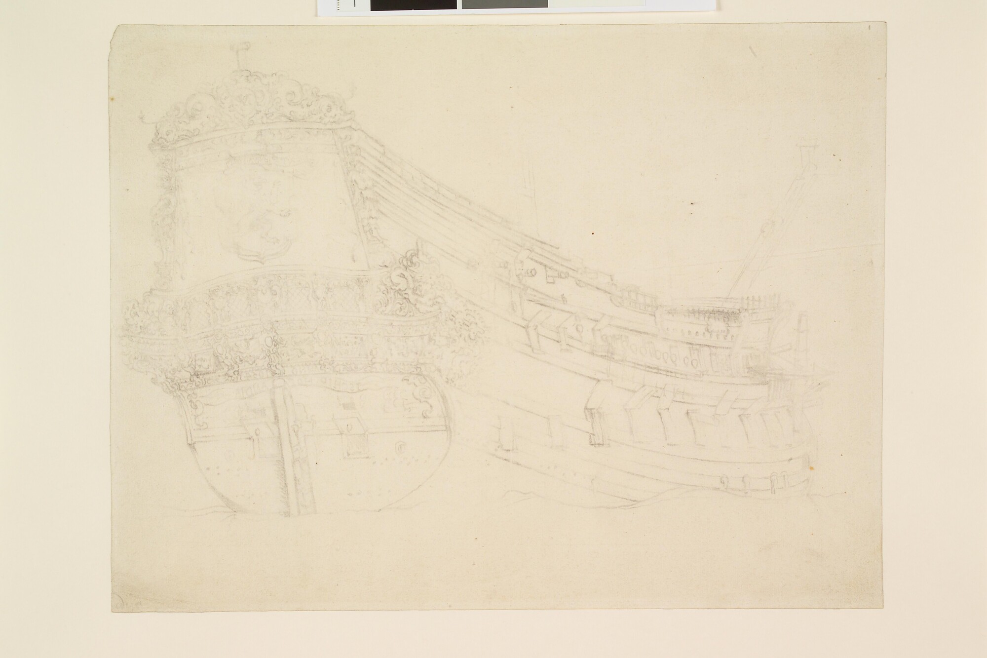 A.2643(01); Het schip Hollandia van 54 stukken; tekening