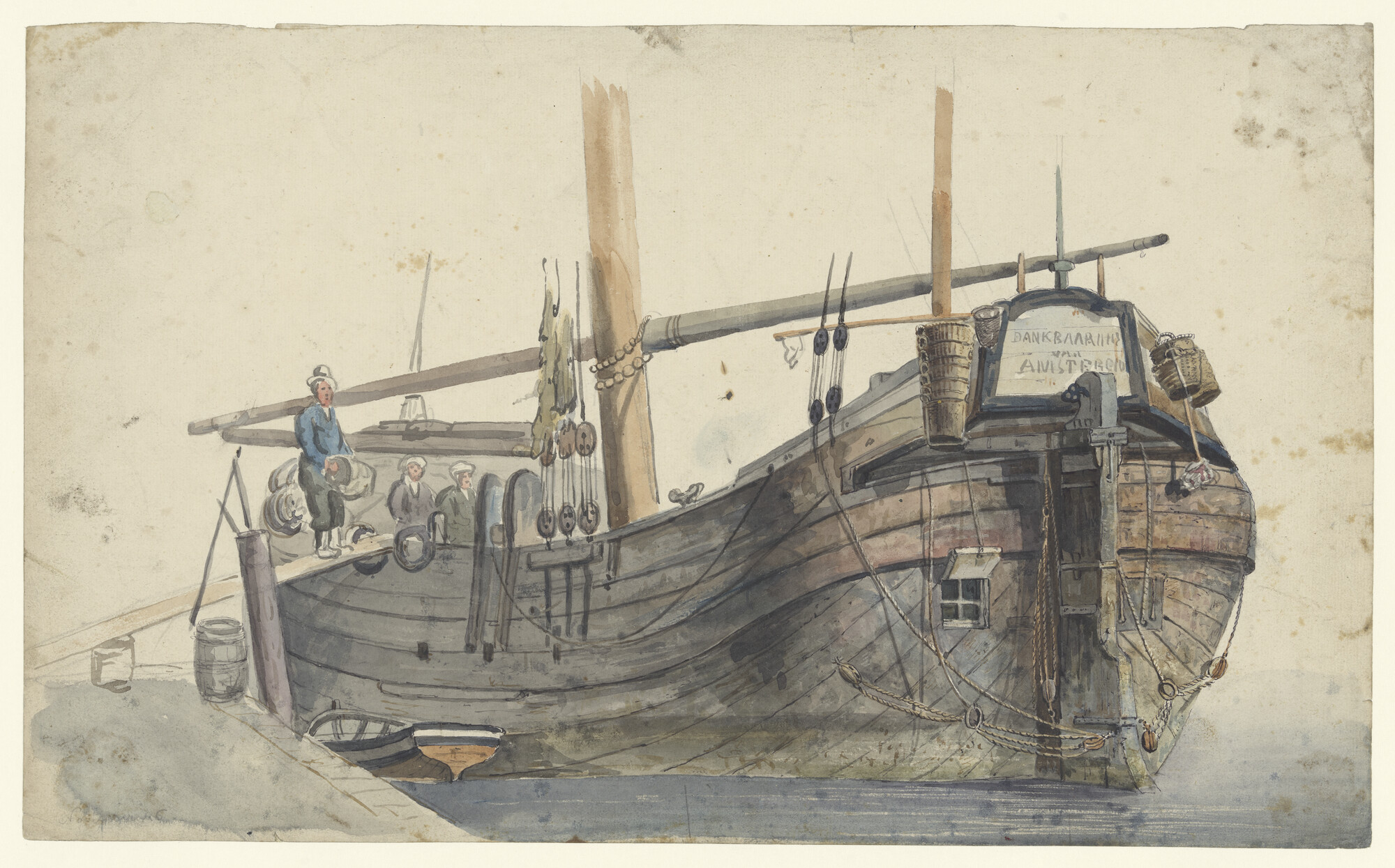 S.3107(07) [nr 0004]; Het buisschip 'Dankbaarheid' van Amsterdam; tekening