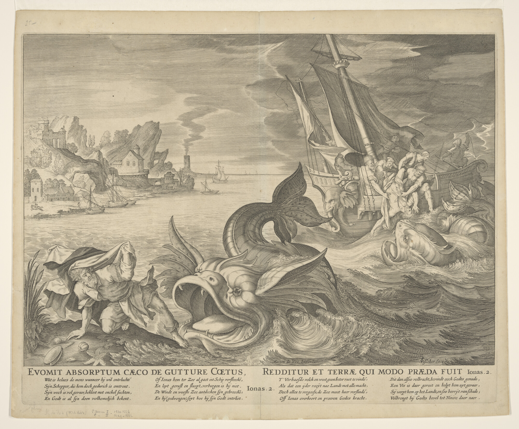 A.2897(04)b [nr 0001]; Jonas door de walvis op het strand geworpen; prent