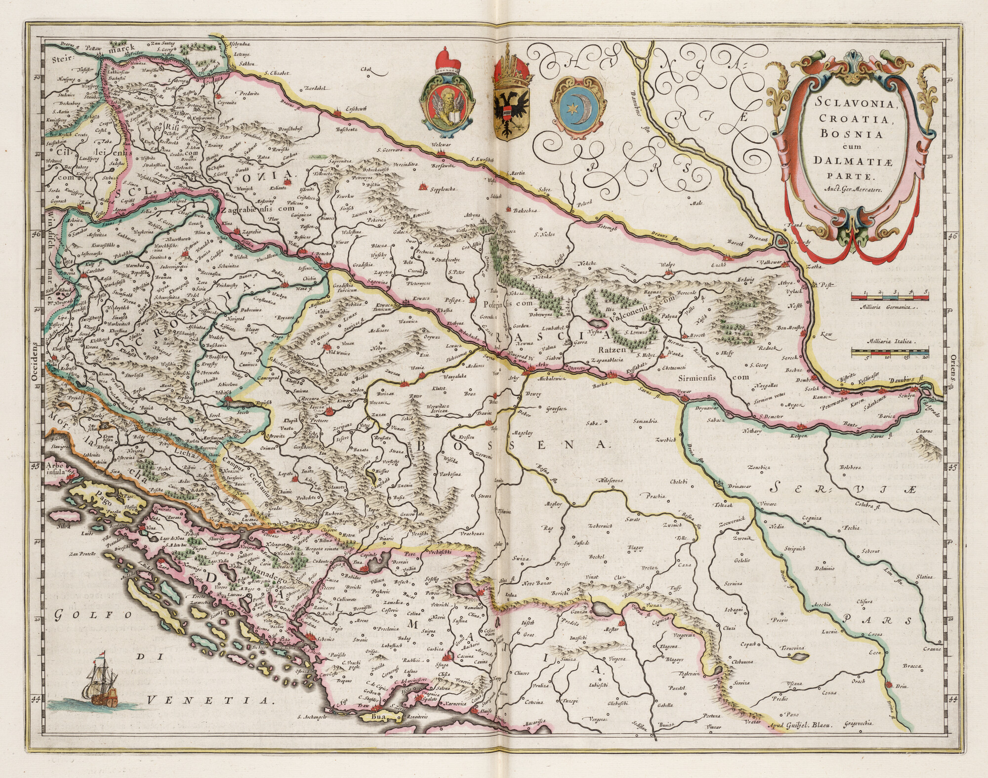 S.1034(02) [kaart 071]; Kaart van het westen van de Balkan met Slovenië, Kroatië, Bosnië en Dalmatië; landkaart
