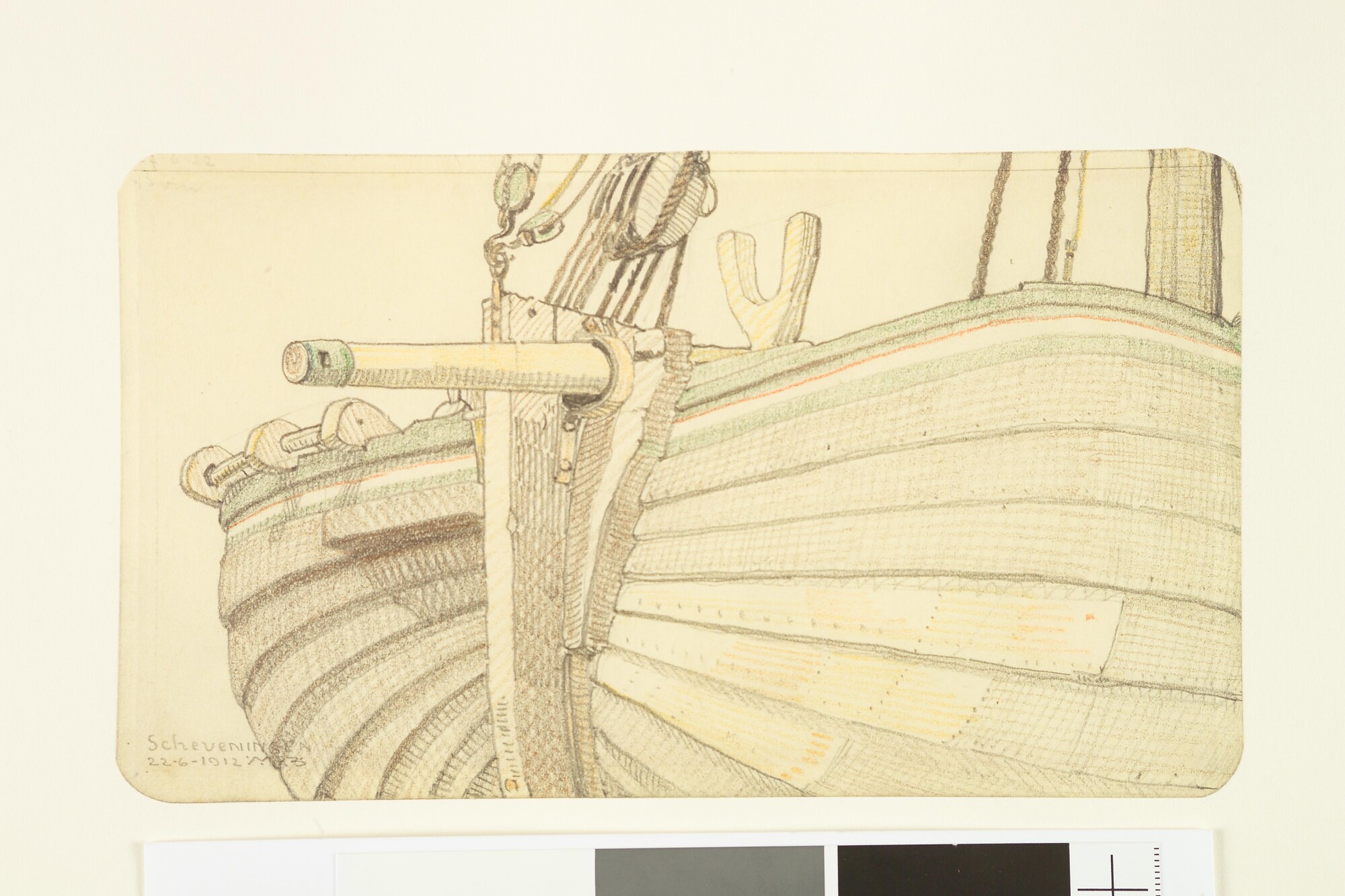 A.2606(01)04; De voorsteven van een Scheveningse bom; tekening