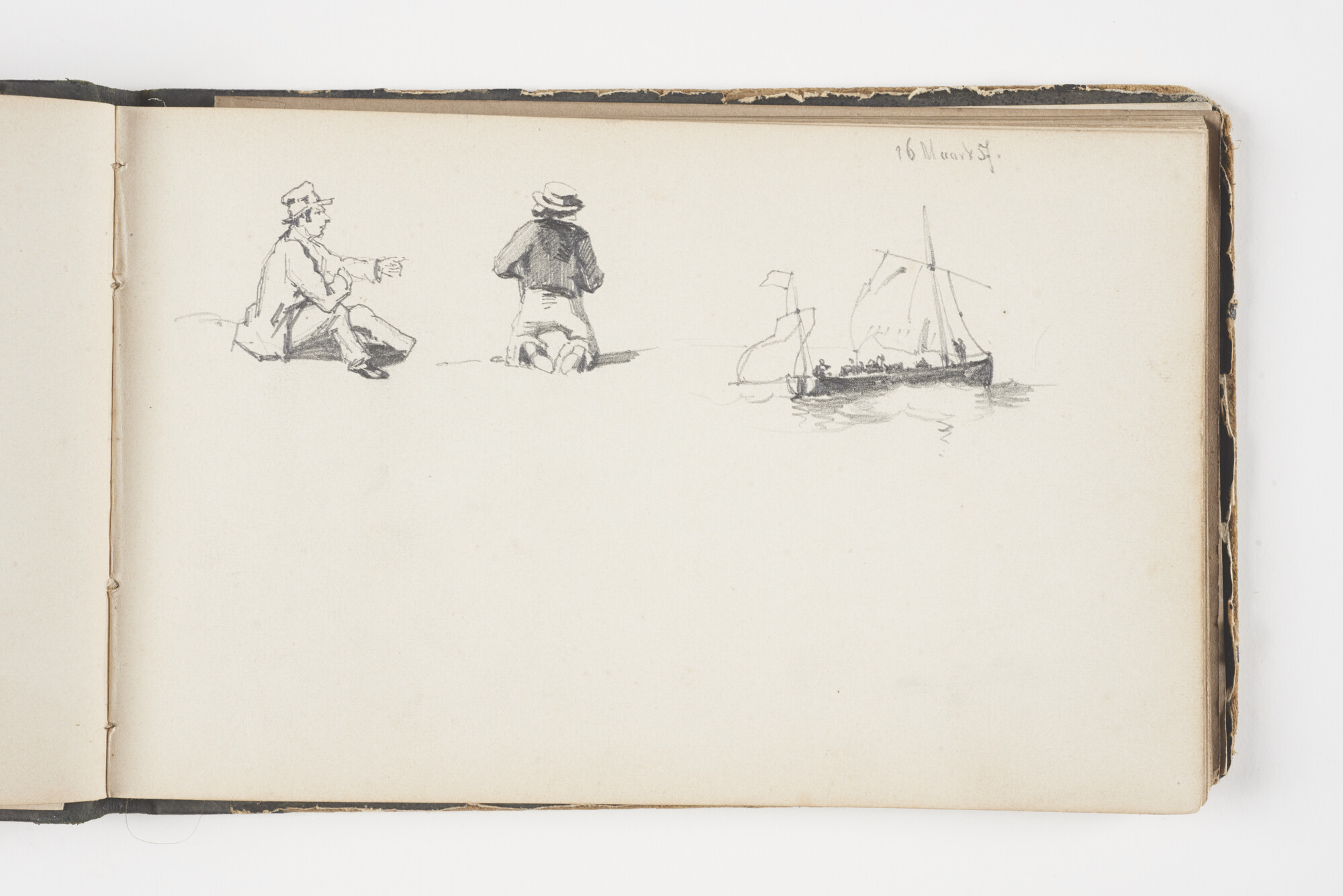 A.2019(02); Schetsboek met studies van binnenschepen en zeeschepen; schetsboek