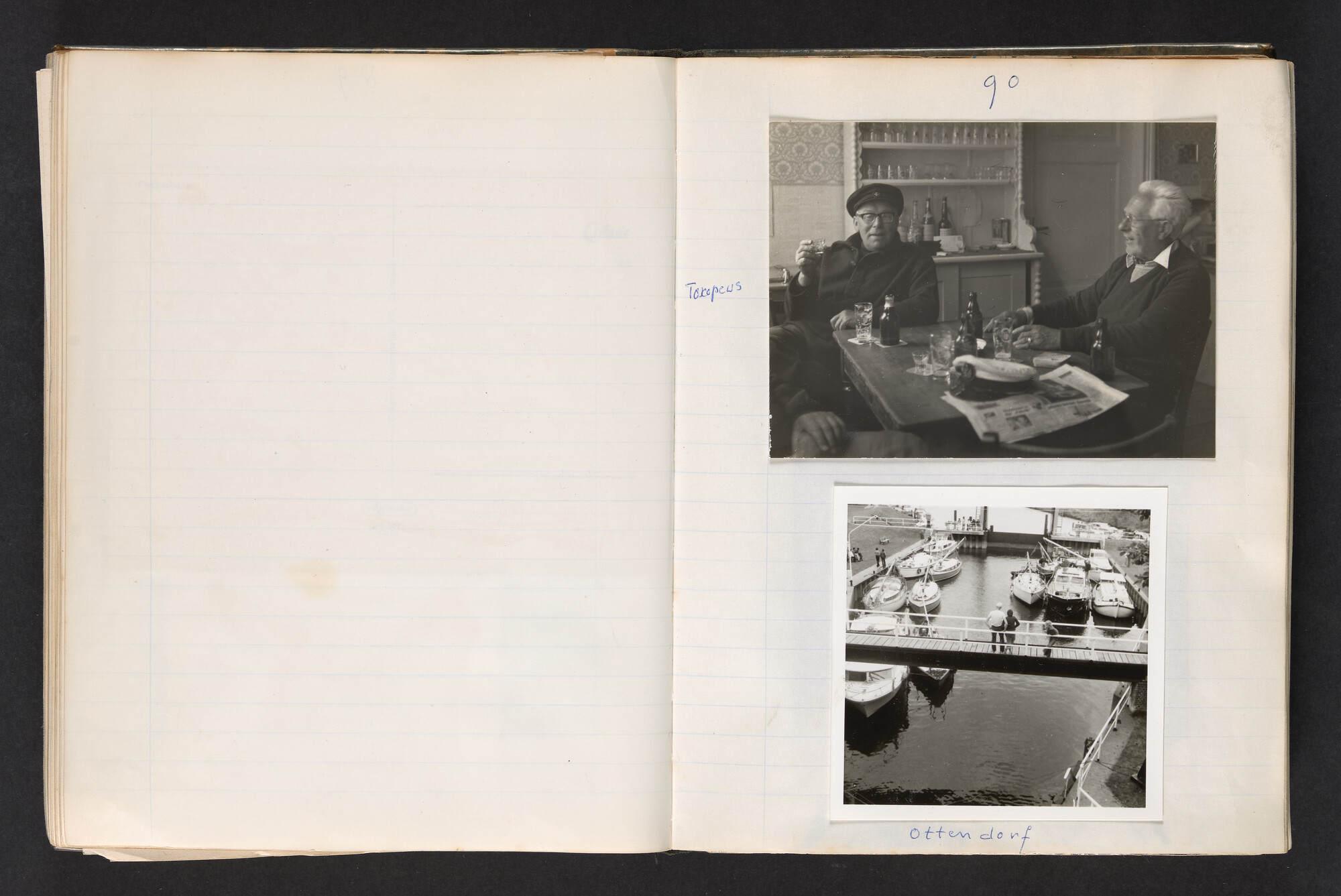 2017.0802; Logboek c.q. fotoalbum van reizen met zeeschouw Grutto (II) in Nederland, Duitsland en Denemarken, 1973-1974; logboek