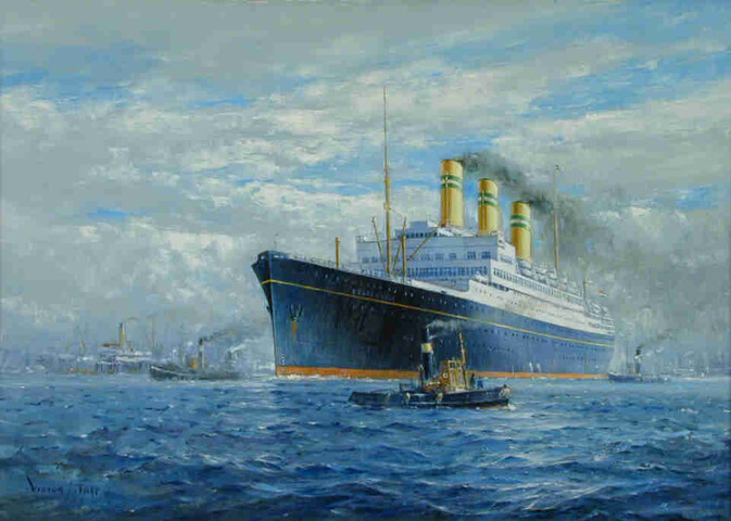 S.3712; Het passagiersschip ms. Statendam van de Holland-Amerika Lijn; schilderij