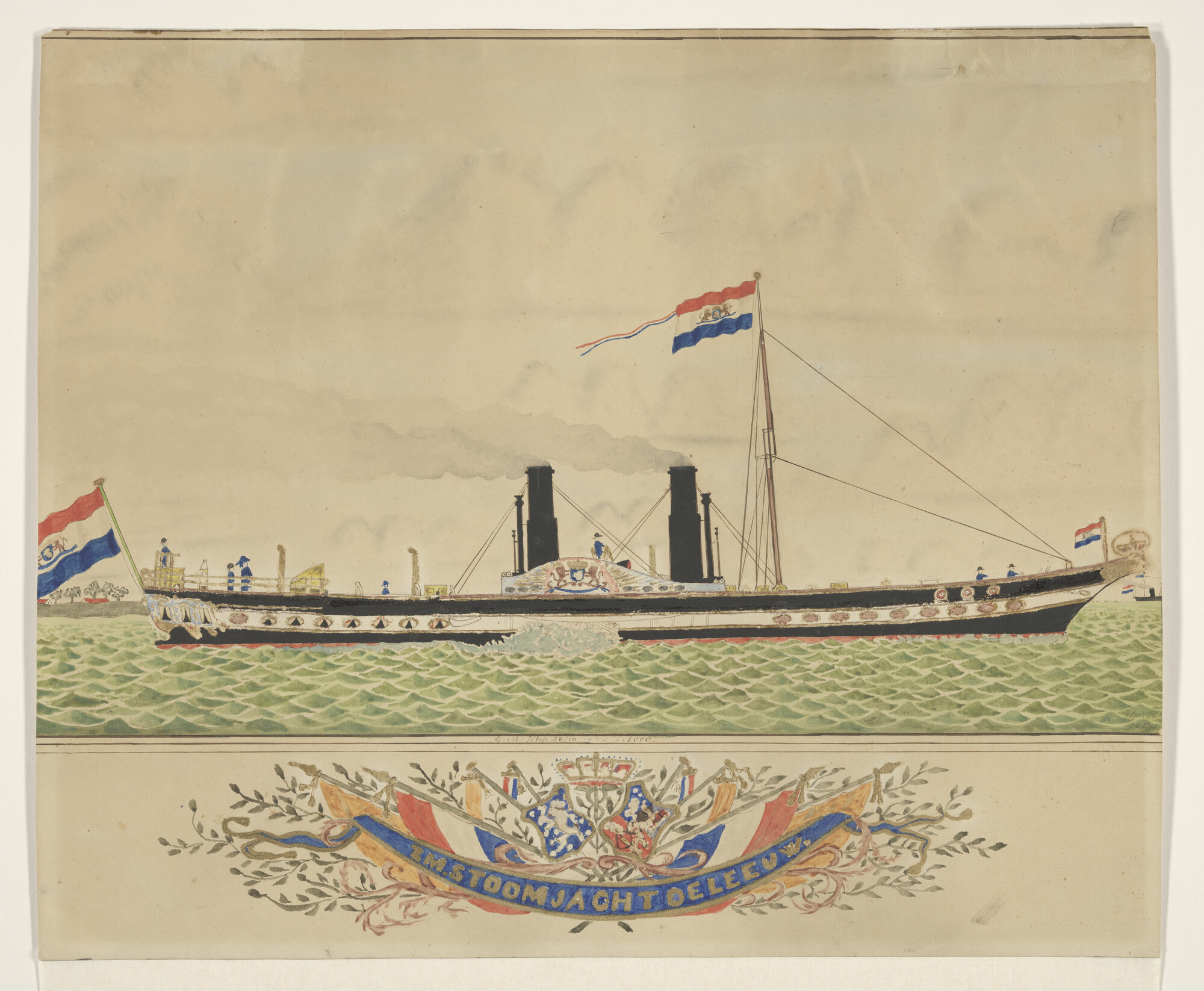 A.0765; Stoomjacht 'De Leeuw', 1888; tekening
