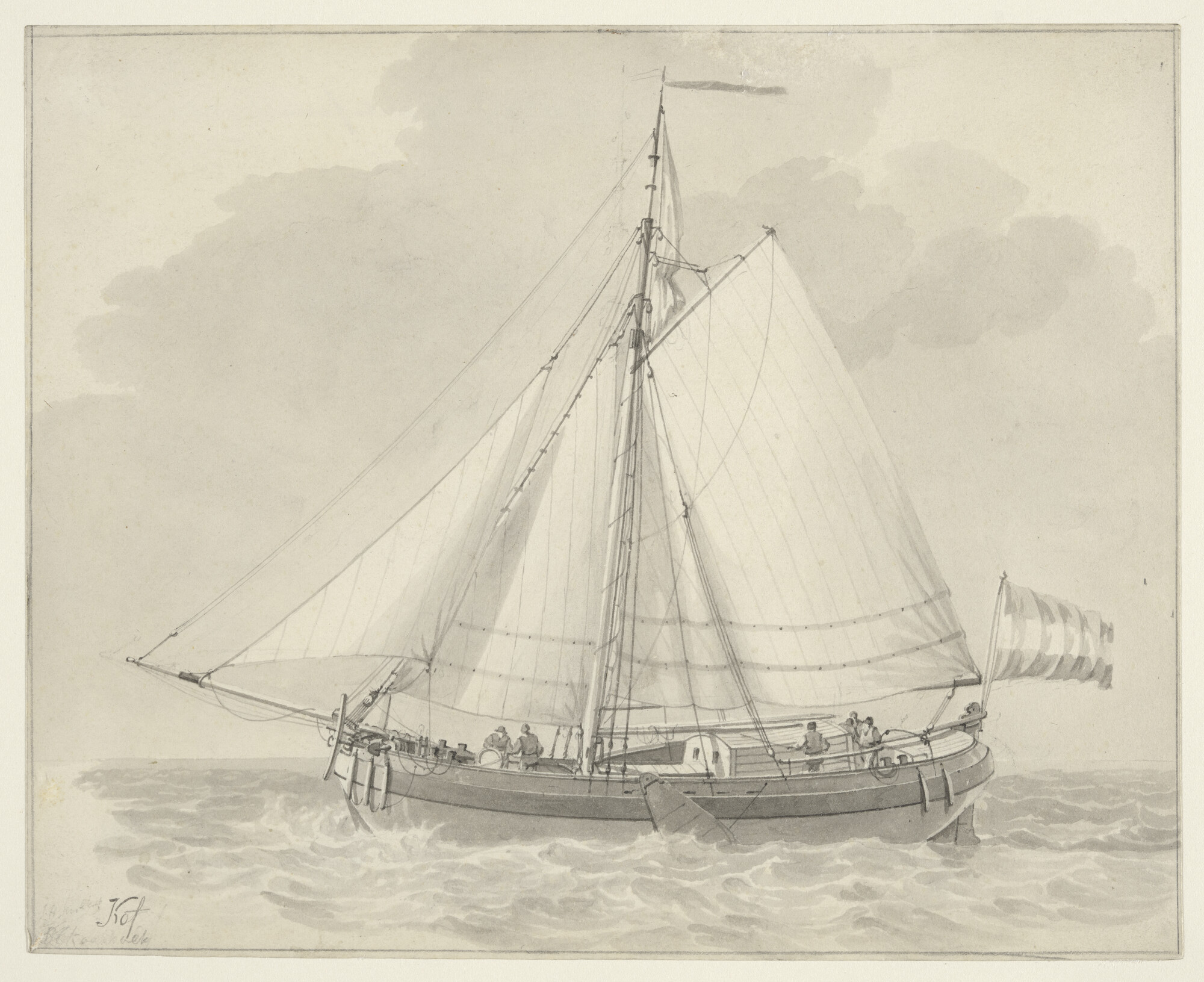 A.0149(0609); Tekening van een kofschip; tekening