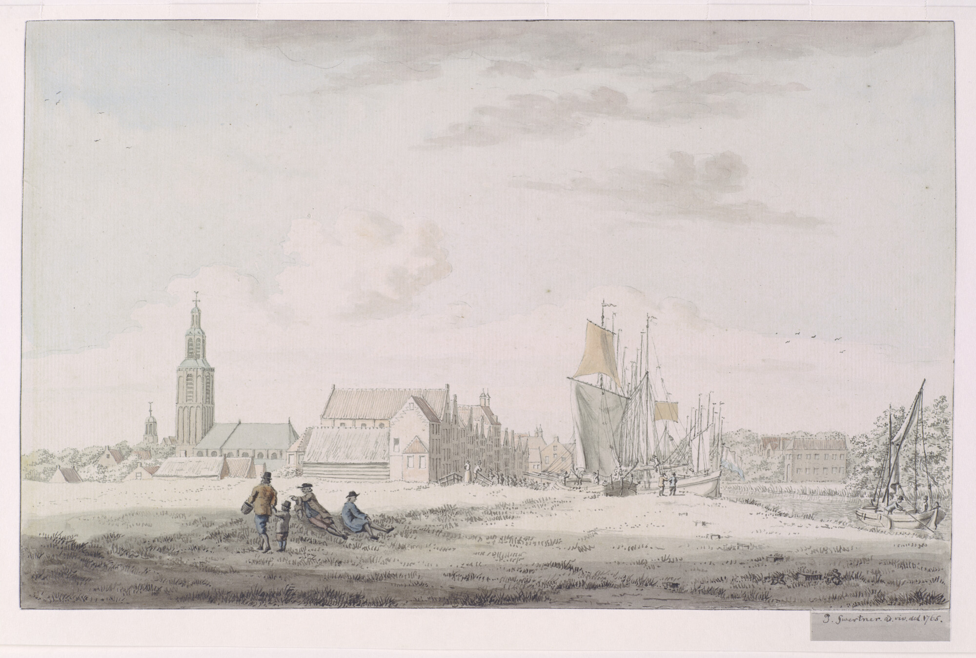 A.0085(05)02; Gezicht op de Westhavenkade te Vlaardingen; tekening