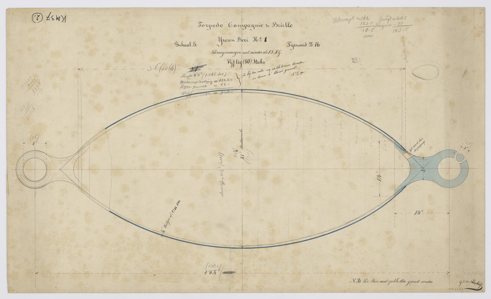 S.2175(4855); IJzeren boei no 1; technische tekening