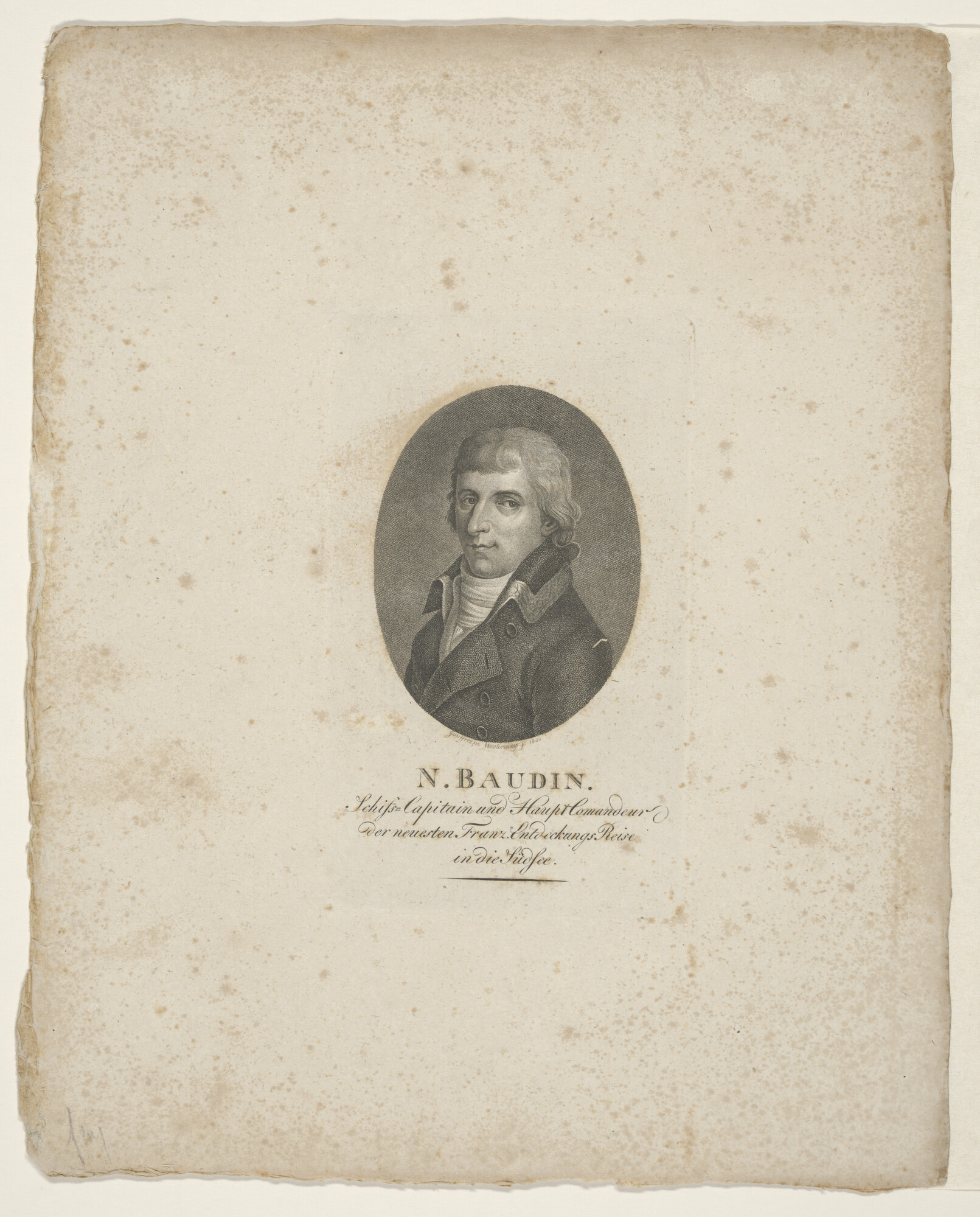 A.0075(129); Portret van N. Baudin; prent