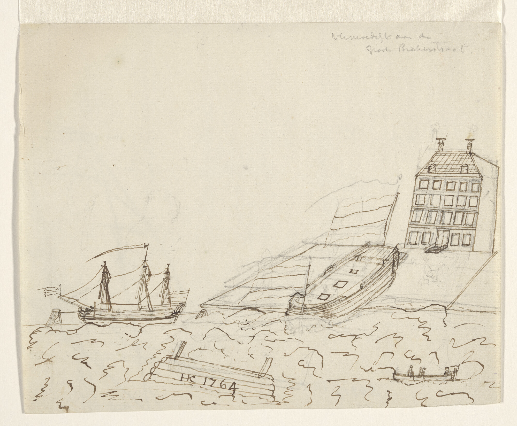 S.4317(38)a22; Een scheepswerf; tekening