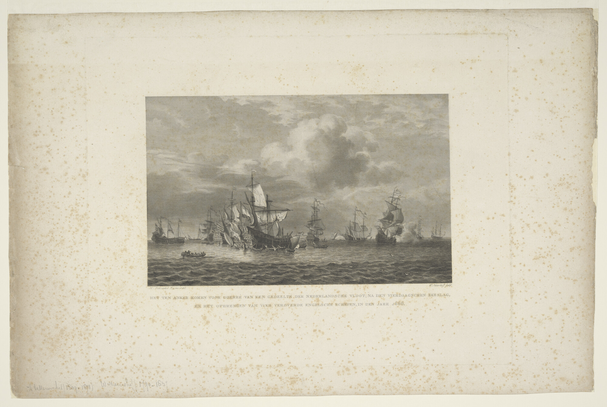A.1367(05)42; Een gedeelte van de Nederlandse vloot komt ten anker voor Goeree na de; prent