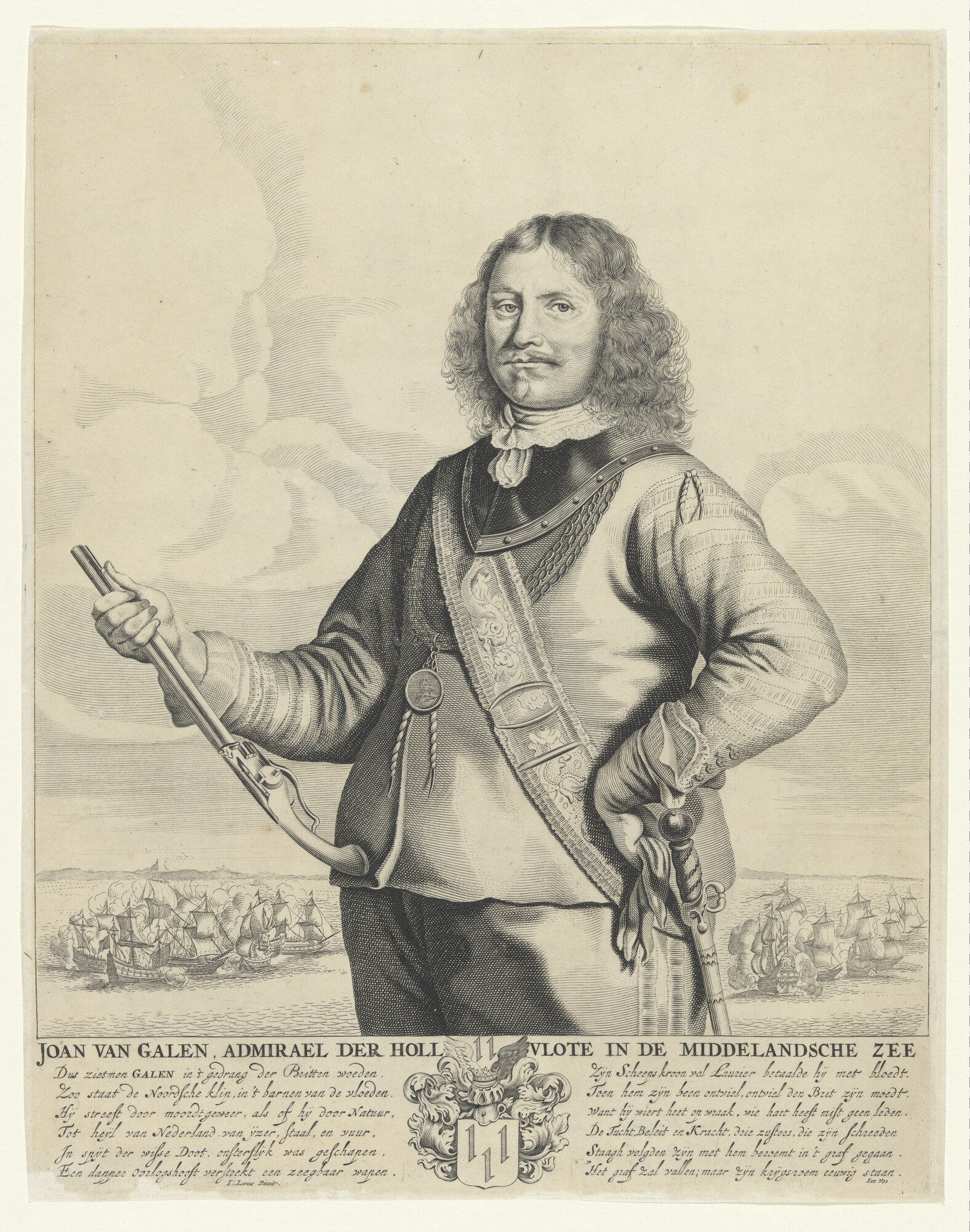S.1563(01); Portret van Admiraal Jan van Galen; prent
