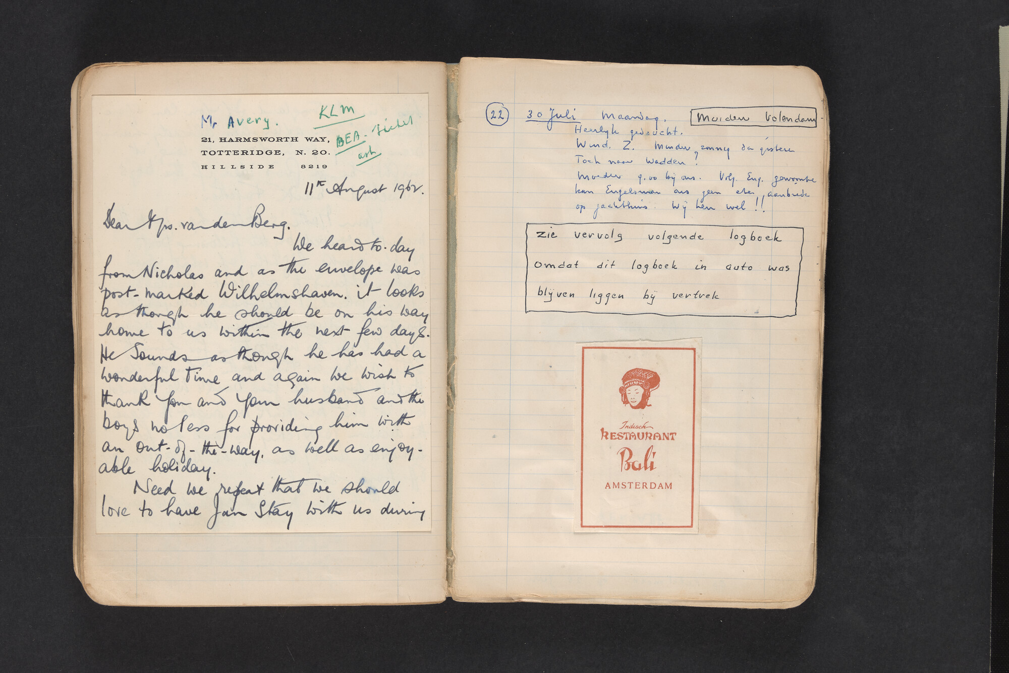 2017.0794; Logboek c.q. fotoalbum van reizen met zeeschouw Grutto in Nederland, 1961-1962; logboek