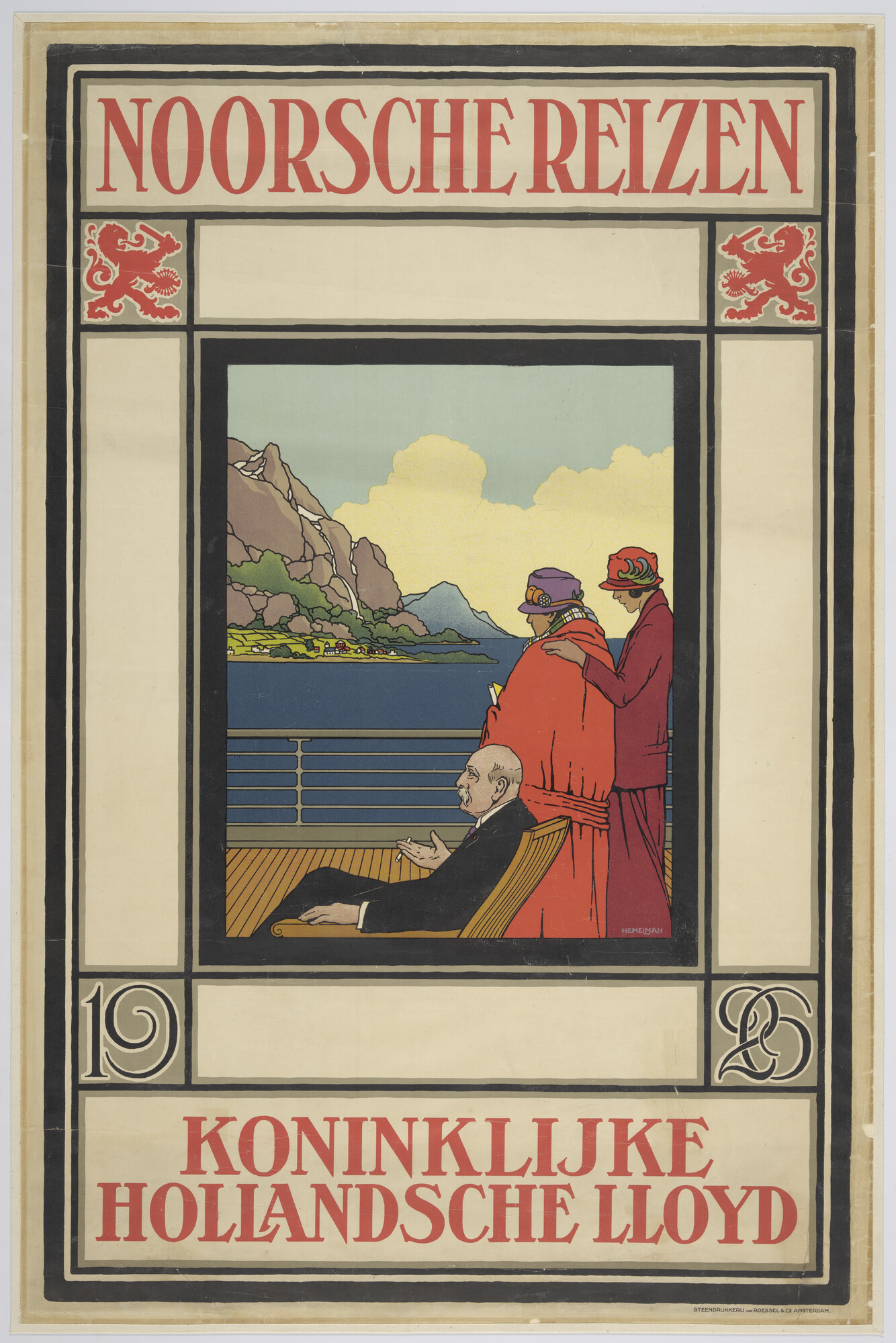 A.5399(02); Affiche van de Koninklijke Hollandsche Lloyd voor vakantiereizen (cruises) naar en in Noorwegen; affiche